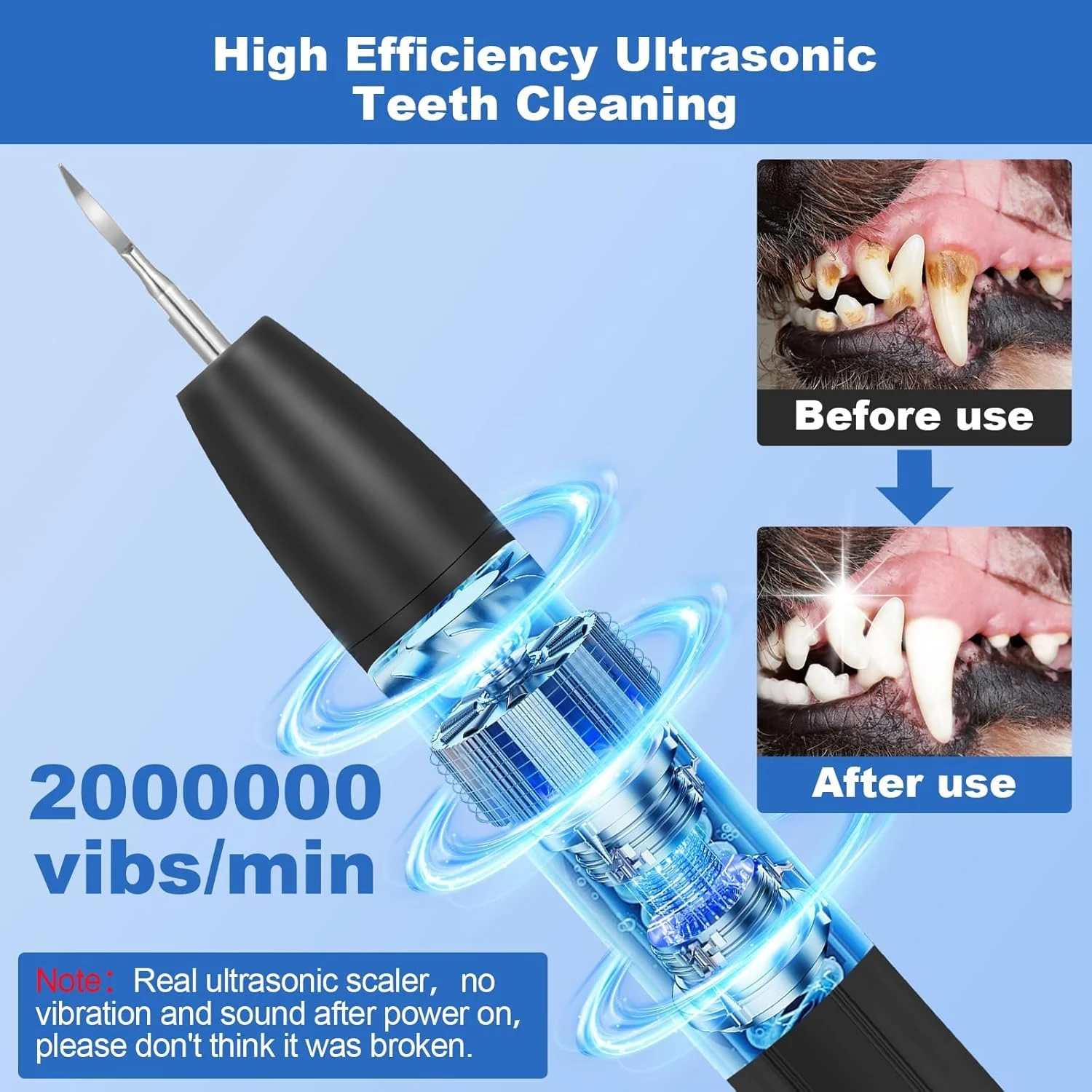 کیت تمیز کننده دندان سگ، کیت مسواک زدن دندان سگ با نور، مسواک سگ 3 حالته، از بین برنده پلاک و جرم دندان سگ، تمیز کننده دندان حیوانات خانگی با صدای کم، مشکی تیره