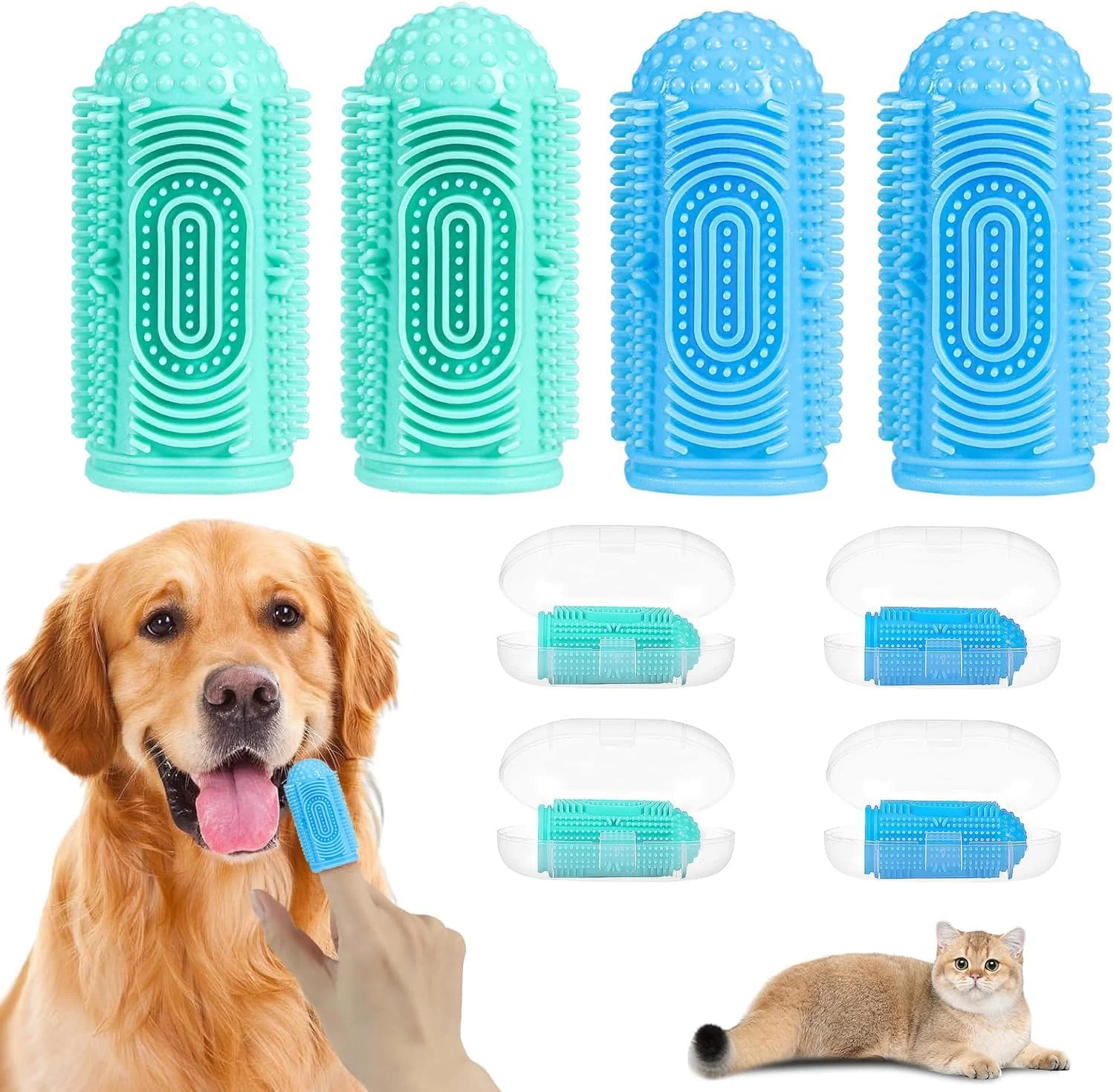 مسواک انگشتی ۳۶۰ درجه ارتقا یافته برای تمیز کردن دندان سگ و گربه، بسته ۴ عددی مسواک انگشتی سیلیکونی سگ و گربه با جعبه نگهداری، تمیز کردن آسان دندان سگ و مراقبت از دندان سگ مسواک انگشتی ۳۶۰ درجه ارتقا یافته برای تمیز کردن دندان سگ و گربه، بسته ۴ عددی مسواک انگشتی سیلیکونی سگ و گربه با جعبه نگهداری، تمیز کردن آسان دندان سگ و مراقبت از دندان سگ