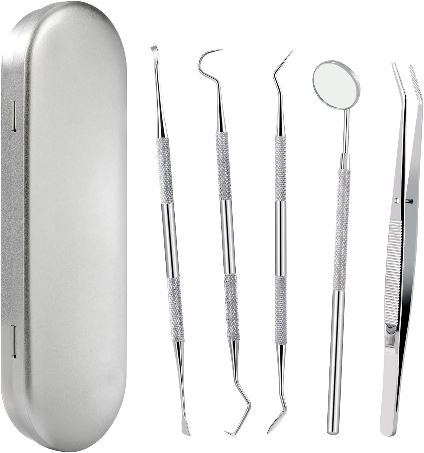 مجموعه ابزار جرم گیری دندان سگ، ست مراقبت از دندان فولاد ضد زنگ، بسته 5 عددی ابزار تمیز کردن دندان حیوانات خانگی با جعبه فلزی
