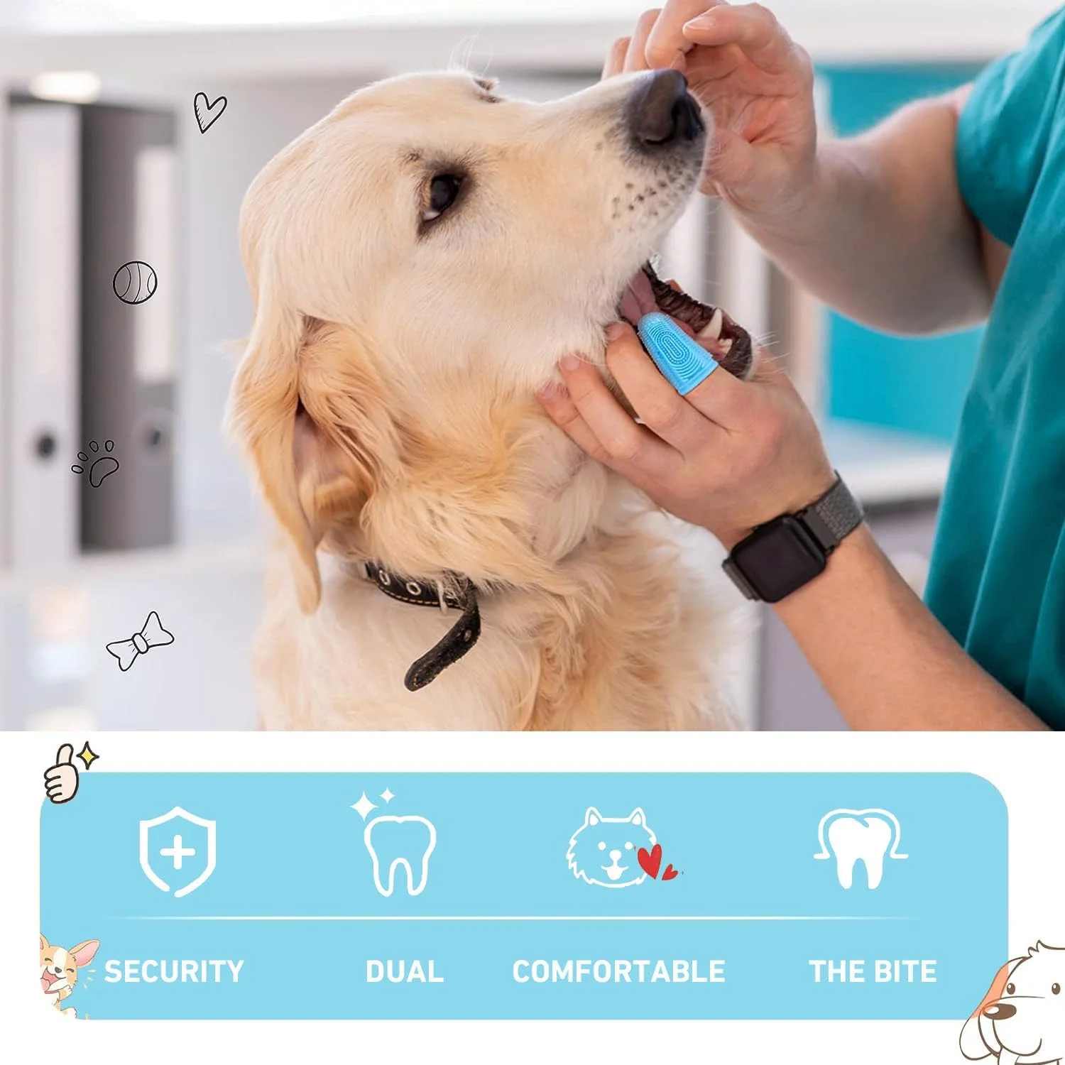 مسواک انگشتی ۳۶۰ درجه ارتقا یافته برای تمیز کردن دندان سگ و گربه، بسته ۴ عددی مسواک انگشتی سیلیکونی سگ و گربه با جعبه نگهداری، تمیز کردن آسان دندان سگ و مراقبت از دندان سگ