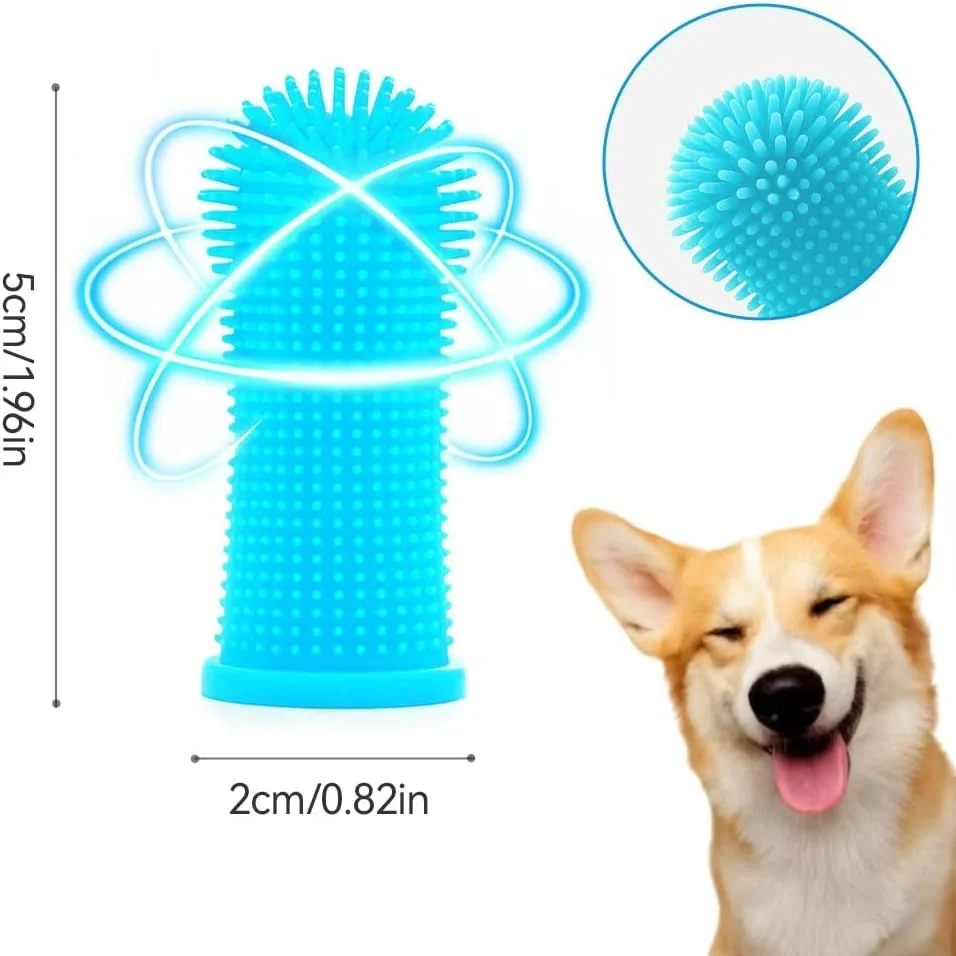 مجموعه مسواک سگ Aujzoo (6 عددی)، مسواک 360 درجه برای تمیز کردن دندان حیوانات خانگی، مسواک انگشتی سیلیکونی