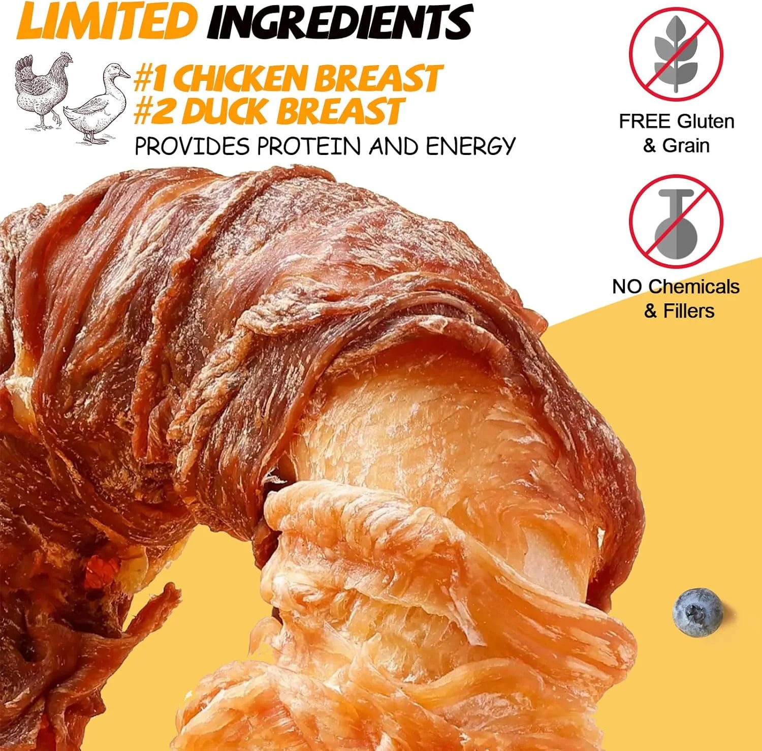 تشویقی سگ ASMPET، استخوان های جویدنی بادوام با طعم مرغ و اردک، بدون غلات، مناسب برای تمیز کردن دندان نژادهای کوچک، متوسط و بزرگ (بسته 4 عددی)