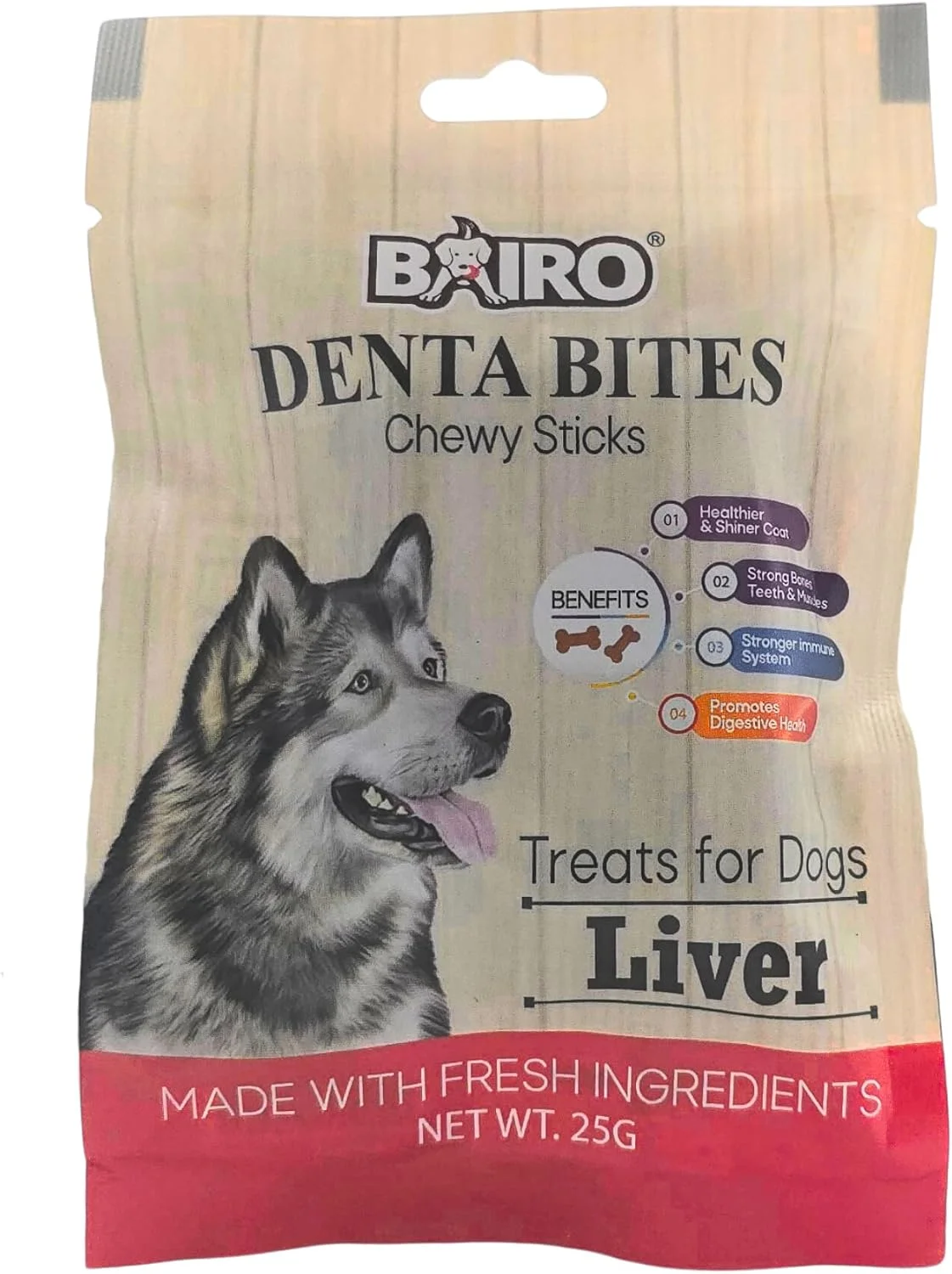 تشویقی جویدنی دنتال بایتز بایرون با طعم جگر 25 گرمی