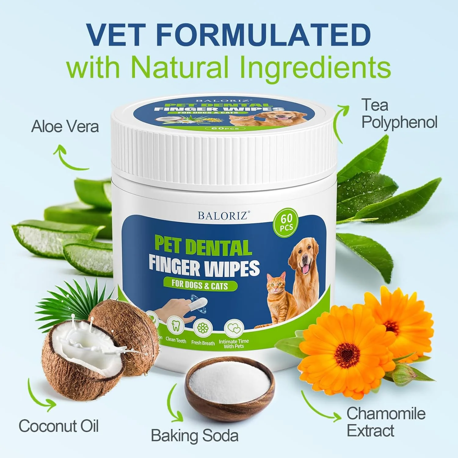دستمال مرطوب انگشتی مراقبت از دندان سگ، 60 عدد دستمال تمیز کننده دندان برای سگ و گربه، کیت مسواک زدن دستمال مرطوب دندان، کاهش پلاک و خوشبو کننده تنفس، دستمال مرطوب یکبار مصرف ملایم برای تمیز کردن و مراقبت از لثه حیوانات خانگی