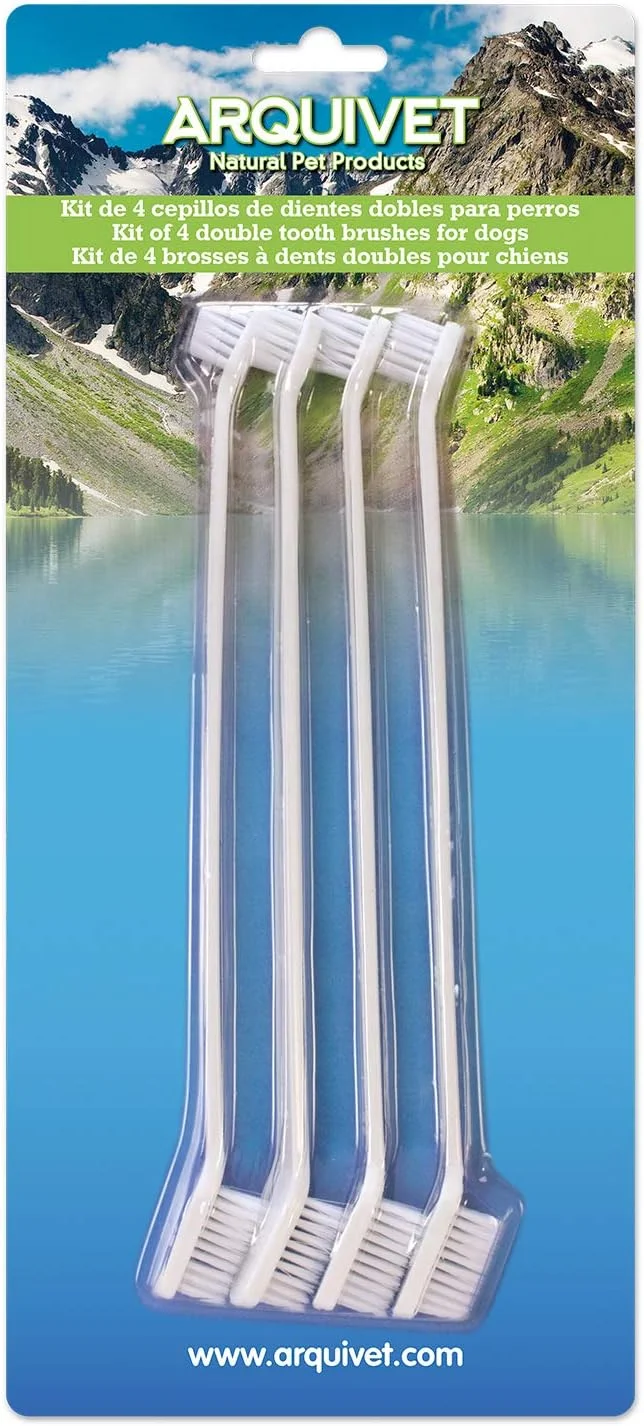 مجموعه بهداشت دهان و دندان سگ آرکیوت با 4 برس دو طرفه - مسواک سگ - لوازم بهداشت دهان و دندان سگ - سفید