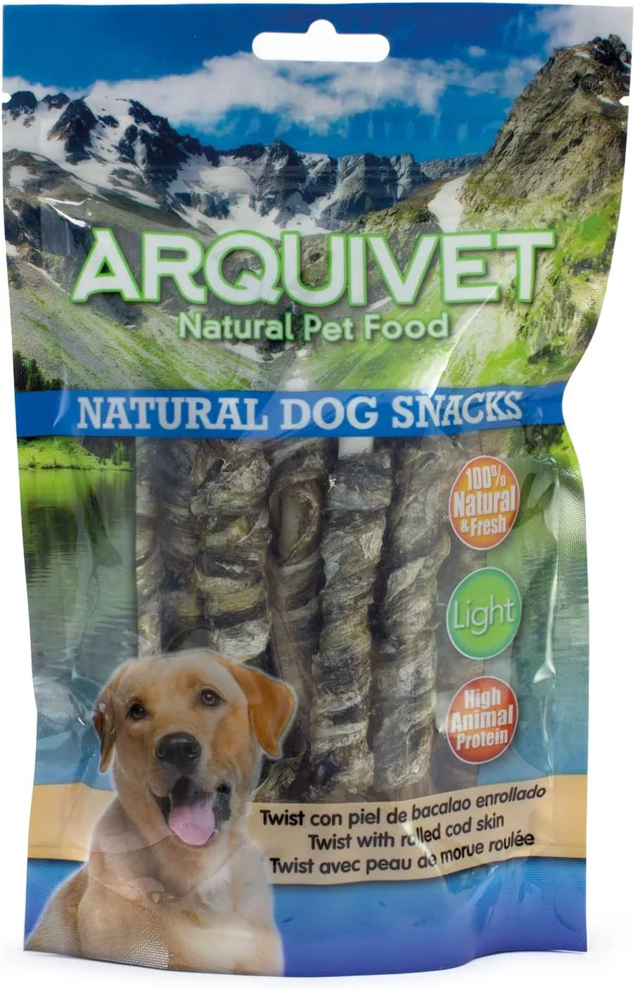 تشویقی سگ آرکوییت با پوست ماهی کاد پیچیده شده، 13 سانتی متر، 100 گرم تشویقی سگ آرکوییت با پوست ماهی کاد پیچیده شده، 13 سانتی متر، 100 گرم