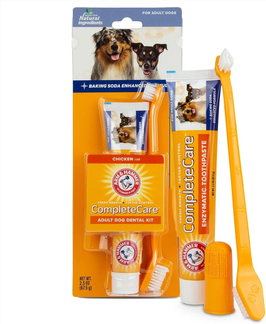 کیت بهداشت دهان و دندان سگ Arm & Hammer Complete Care - شامل: خمیر دندان 67.5 گرمی (طعم مرغ)، مسواک دو طرفه، مسواک انگشتی لاستیکی