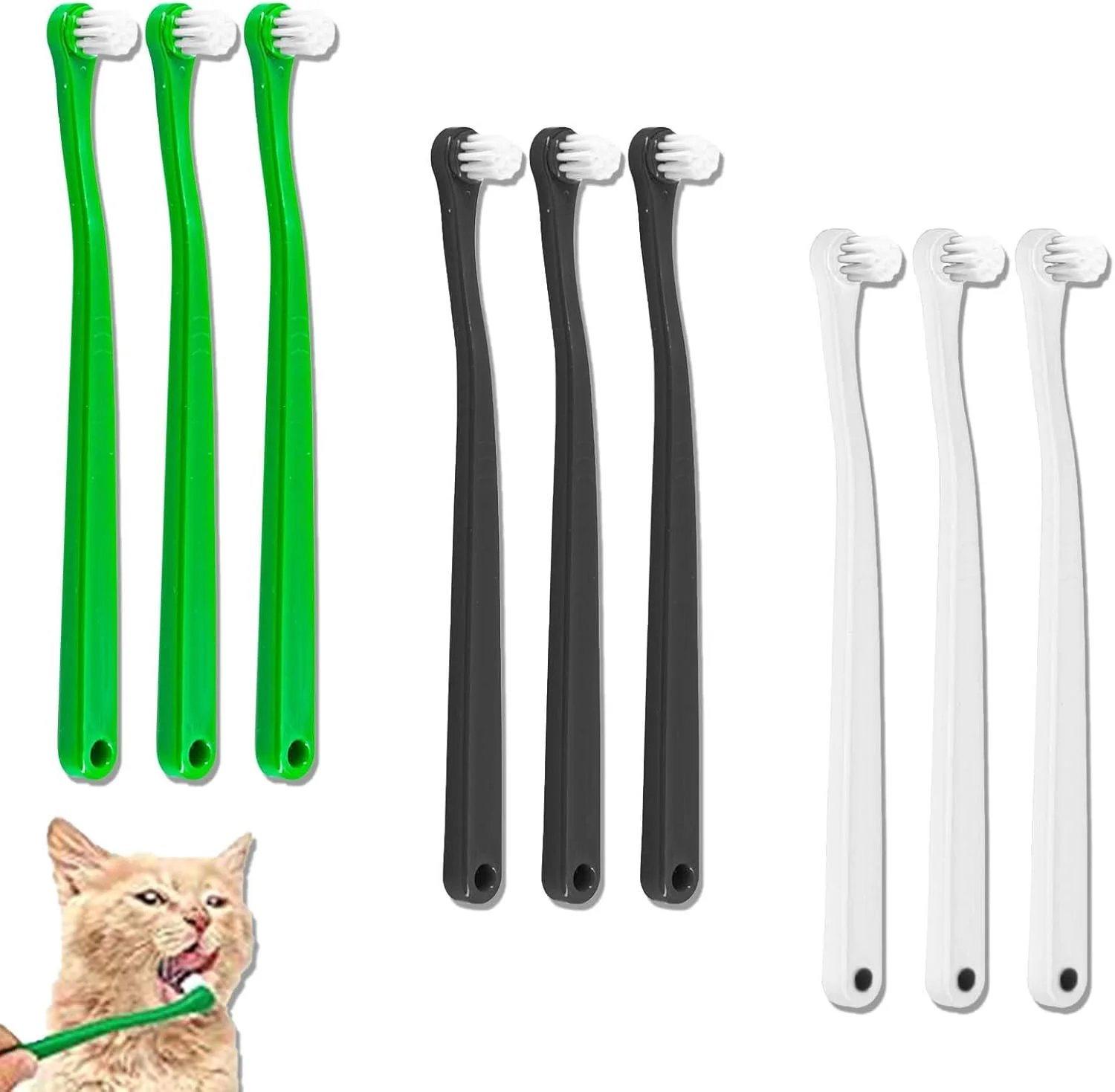 ست ۹ عددی مسواک گربه سیلیکونی نرم، کیت مسواک زدن دندان گربه، مسواک گربه برای سگ ها و گربه ها، مراقبت از تمیز کننده دندان