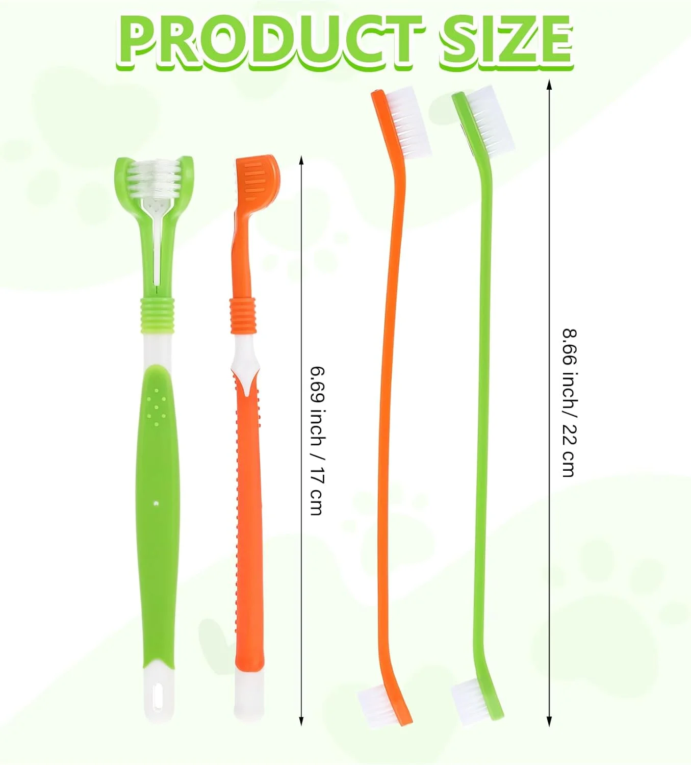 ست مسواک سگ 4 عددی، شامل مسواک سه سر، مسواک دو سر و مسواک انگشتی، برس های تمیز کننده چند زاویه ای برای بهداشت دهان و دندان سگ و گربه