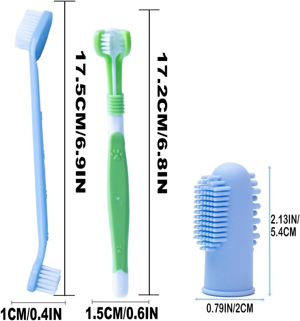 ست ۵ عددی مسواک سگ، مسواک انگشتی سیلیکونی حیوانات خانگی برای سگ و گربه، بهداشت دهان و دندان سگ، تمیز کننده عمیق با جعبه نگهداری، مراقبت از دندان و پلاک (آبی شفاف، یک سایز)