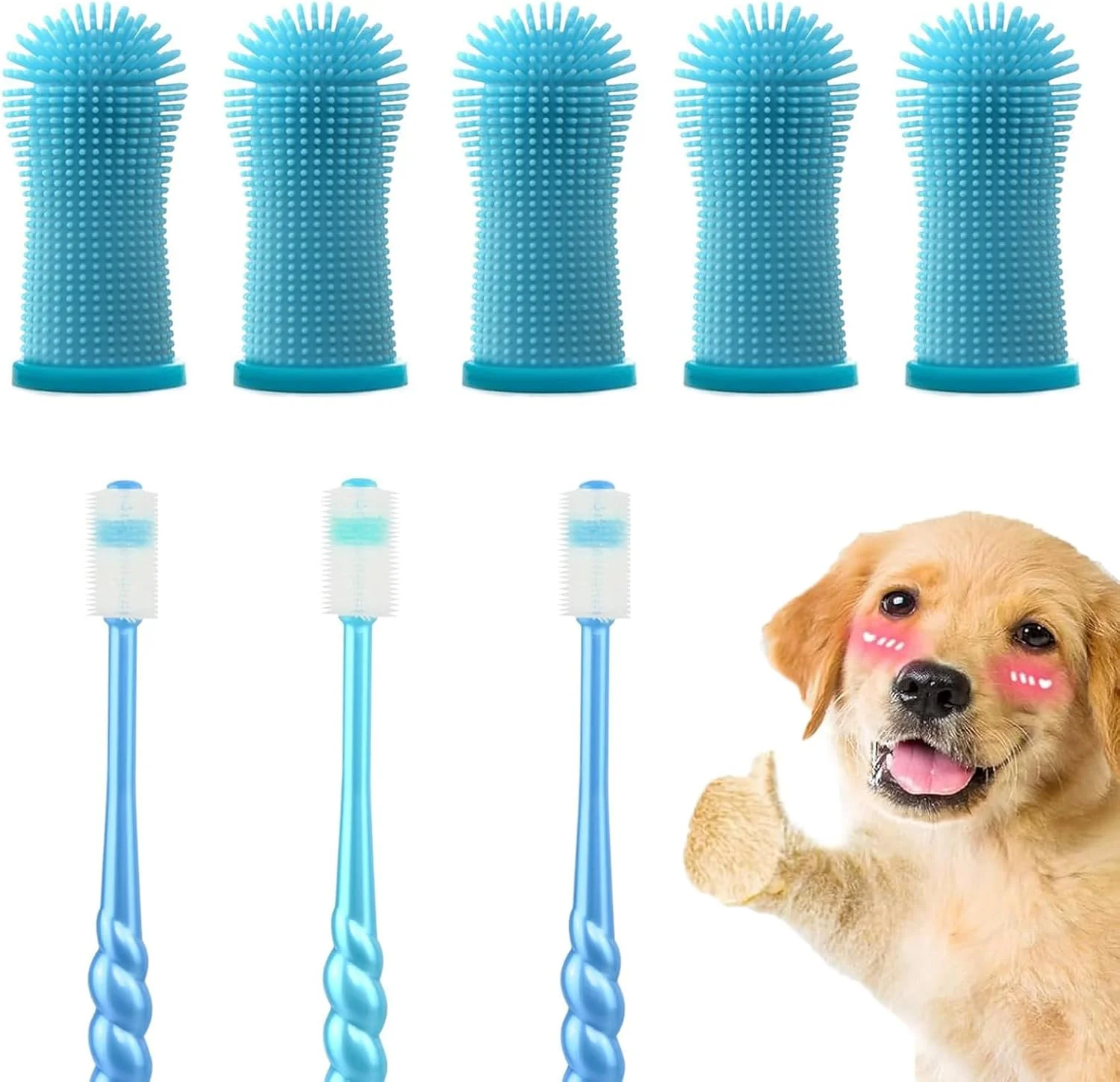 ست ۸ عددی مسواک سگ، مسواک انگشتی سگ، مسواک سیلیکونی ۳۶۰ درجه سگ