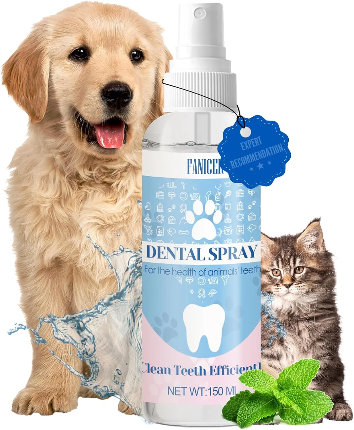 اسپری دندان 150 میلی لیتری برای سگ ها و گربه ها، اسپری دندان برای تنفس تازه، ضد بوی بد دهان، تمیز کردن دندان و از بین بردن جرم، تمیز کردن دندان بدون برس، می تواند به بهداشت دهان و دندان کمک کند