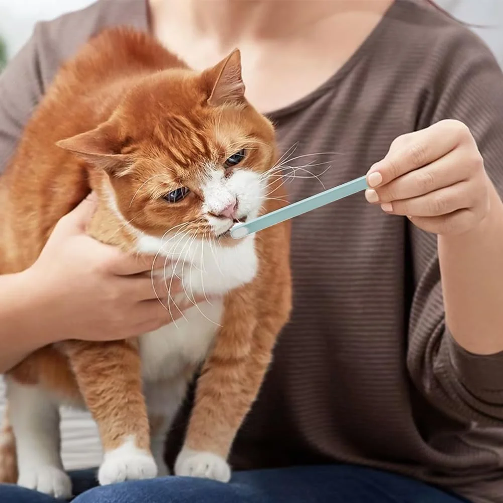 مسواک سگ و گربه، برس متراکم با الیاف نرم، مناسب برای تمیز کردن عمیق دندان، بسته 4 عددی