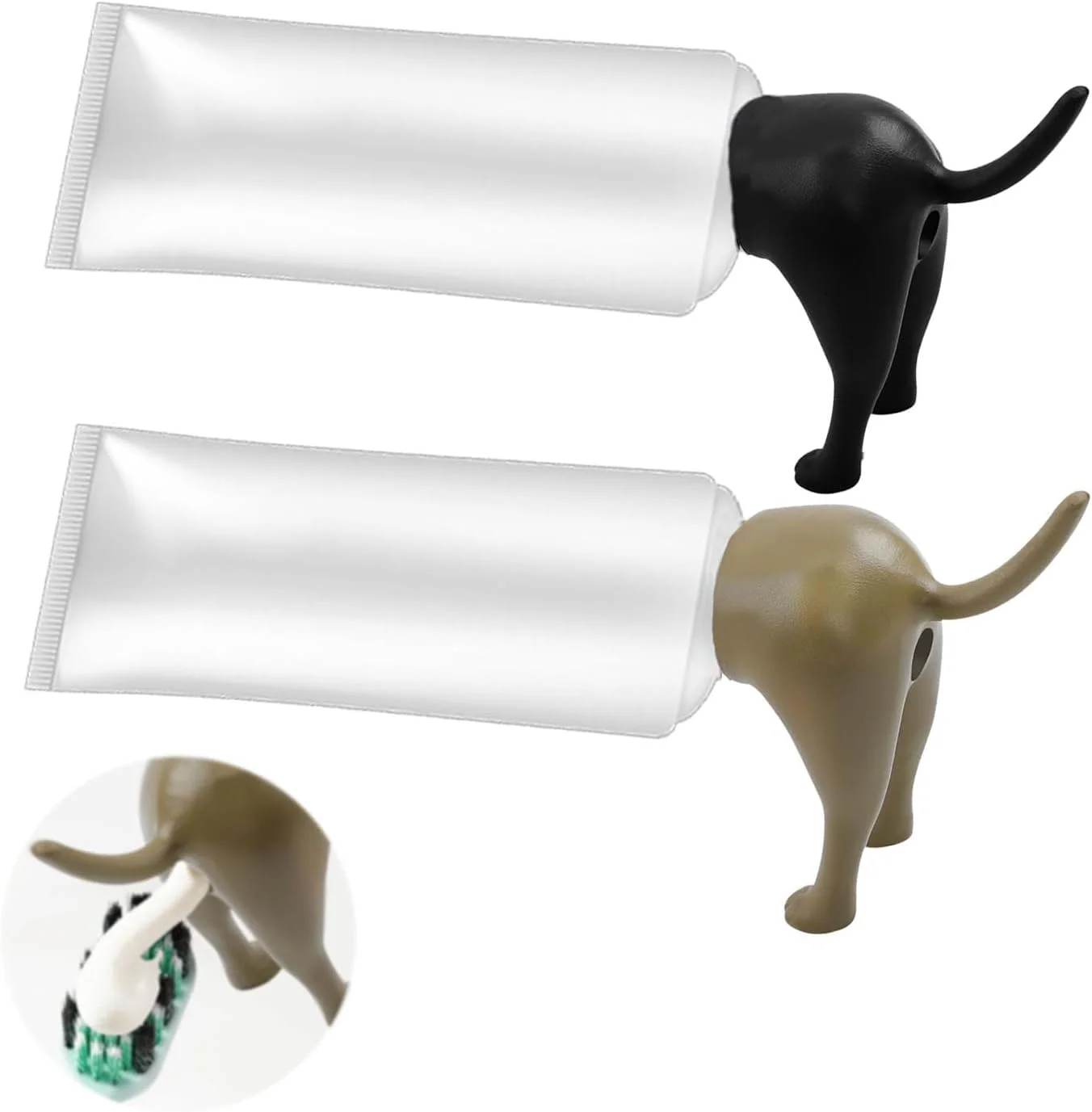 دو عدد درپوش خمیر دندان طرح سگ، پخش کننده خمیر دندان طرح سگ