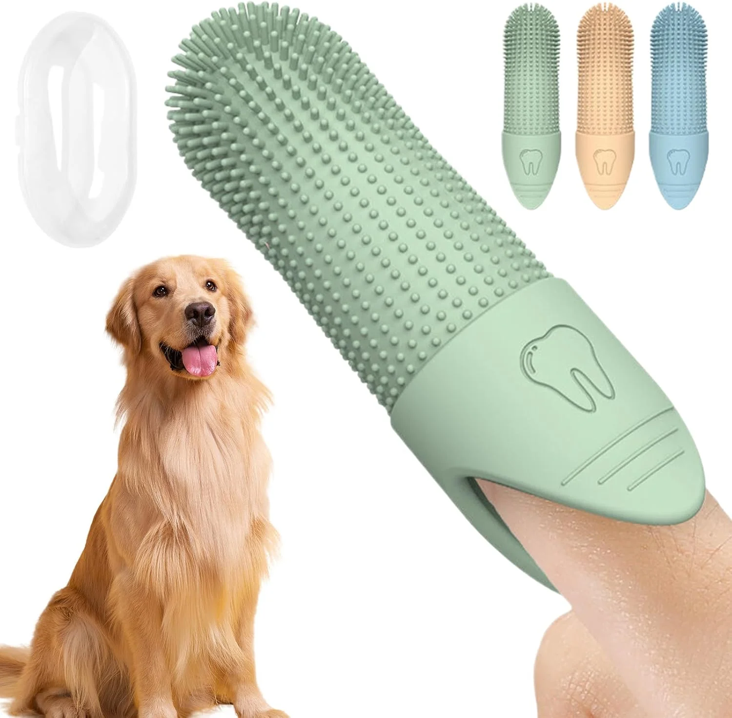مسواک دندان سگ 3 عددی، تمیز کردن دندان سگ همراه با جعبه، مسواک سیلیکونی حرفه ای برای سگ ها، توله سگ ها، گربه ها و حیوانات کوچک، مراقبت از دندان