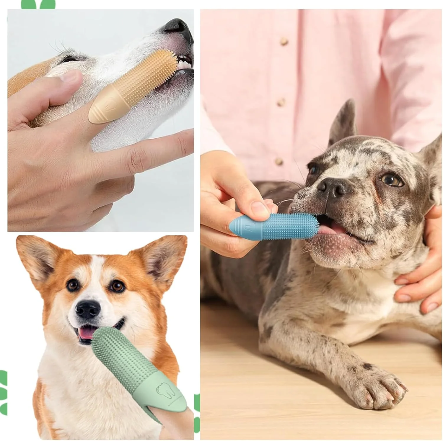 مسواک دندان سگ 3 عددی، تمیز کردن دندان سگ همراه با جعبه، مسواک سیلیکونی حرفه ای برای سگ ها، توله سگ ها، گربه ها و حیوانات کوچک، مراقبت از دندان