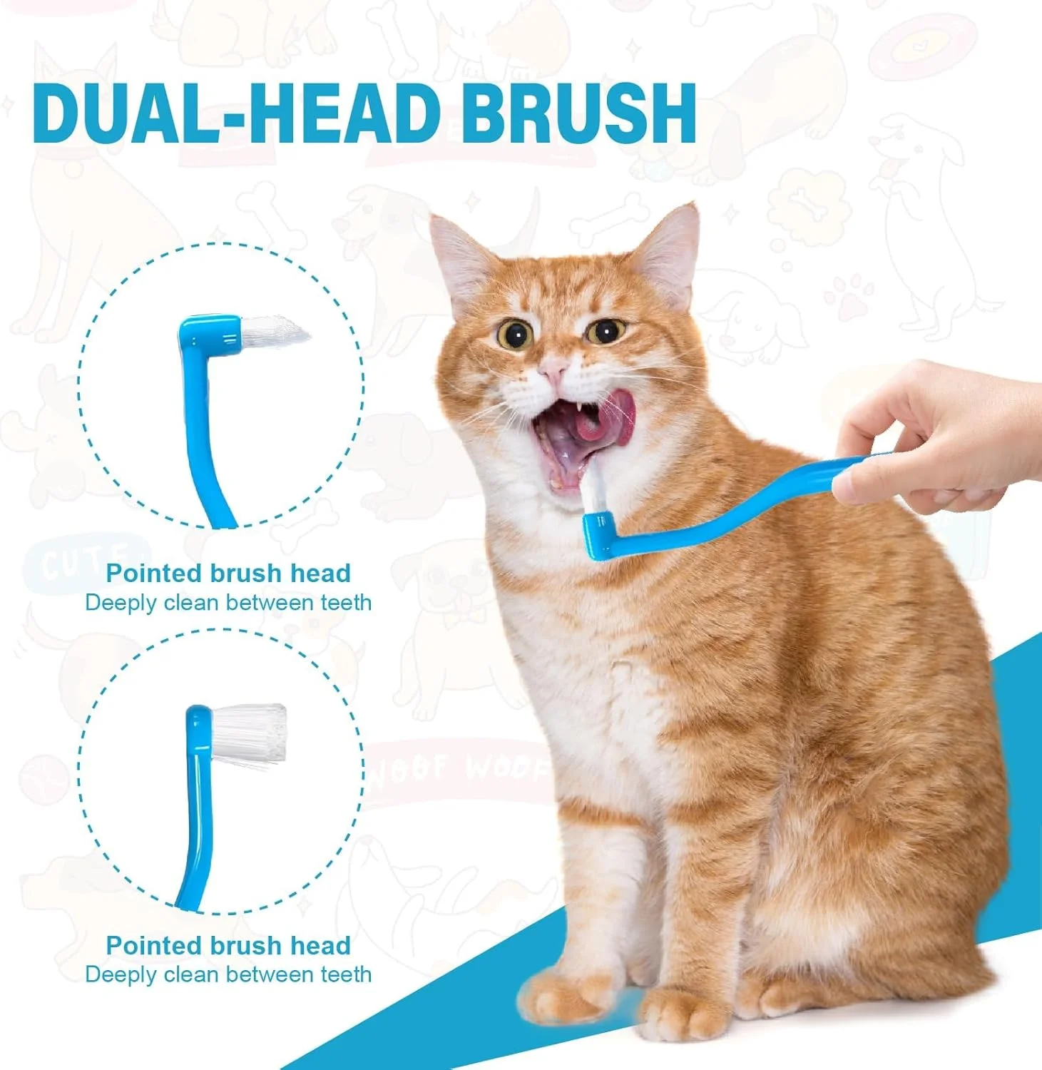 4 عدد مسواک گربه، مسواک دو طرفه برای مراقبت از دندان بچه گربه، مسواک سگ بچه گربه برای کاهش تشکیل پلاک و جرم و بوی بد دهان (4 رنگ، بزرگ) (4 رنگ، یک سایز)