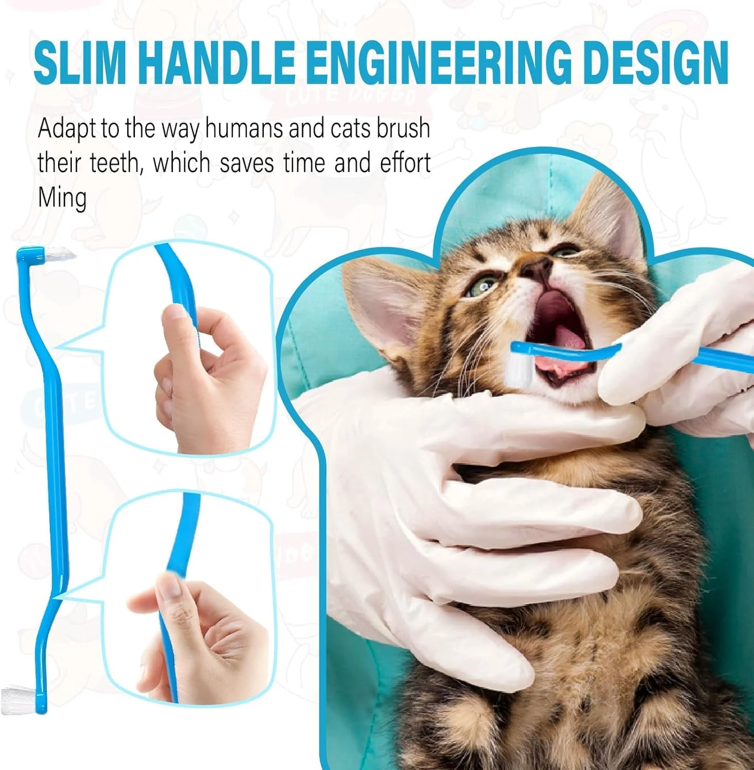 4 عدد مسواک گربه، مسواک دو طرفه برای مراقبت از دندان بچه گربه، مسواک سگ بچه گربه برای کاهش تشکیل پلاک و جرم و بوی بد دهان (4 رنگ، بزرگ) (4 رنگ، یک سایز)