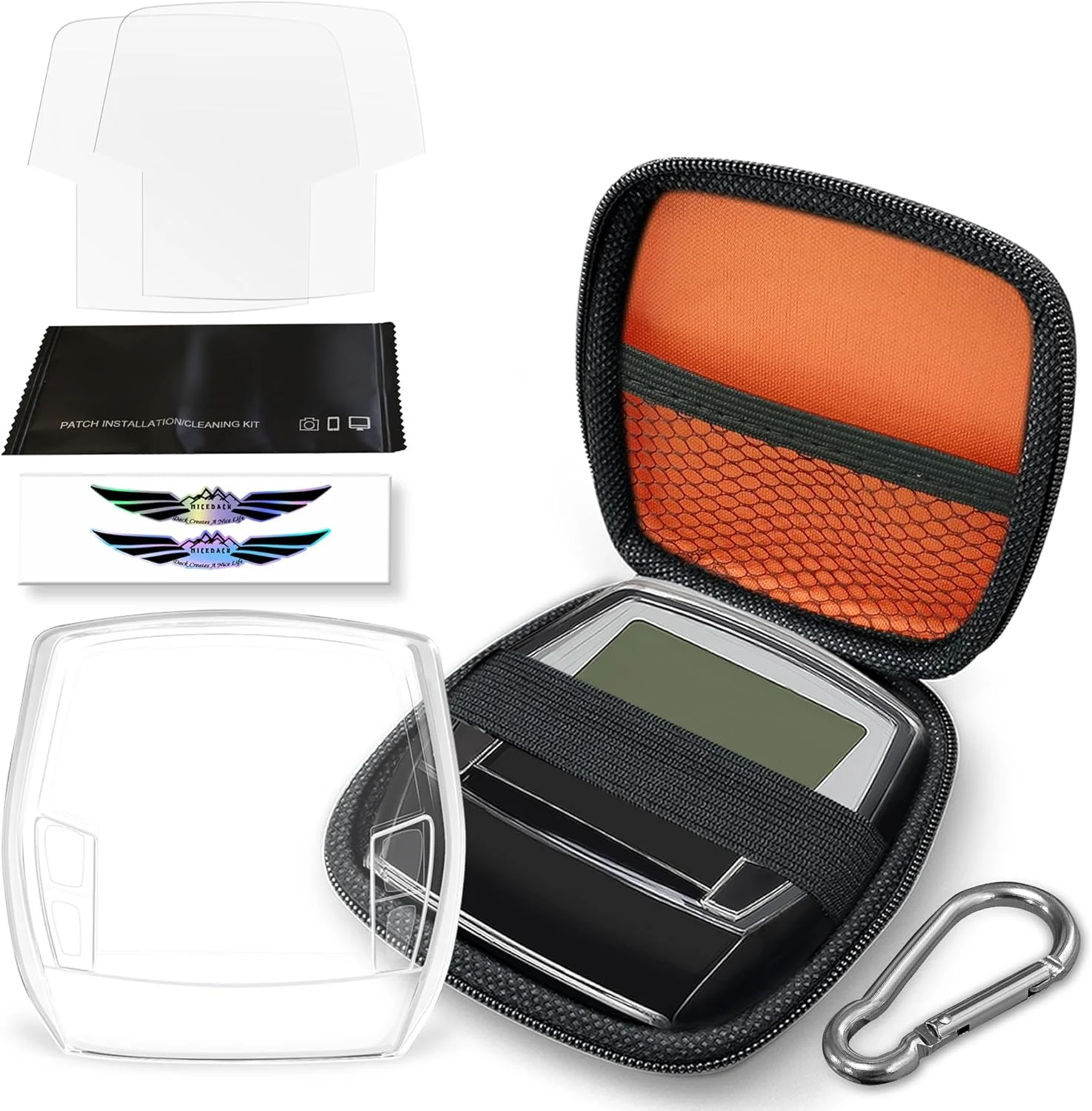 کیف محافظ هارد شل NICEDACK برای کامپیوتر دوچرخه برقی Bosch Intuvia، کیف محافظ ضد آب صفحه نمایش با کارابین و محافظ صفحه نمایش (هارد شل زیپ دار + کیف محافظ TPU)