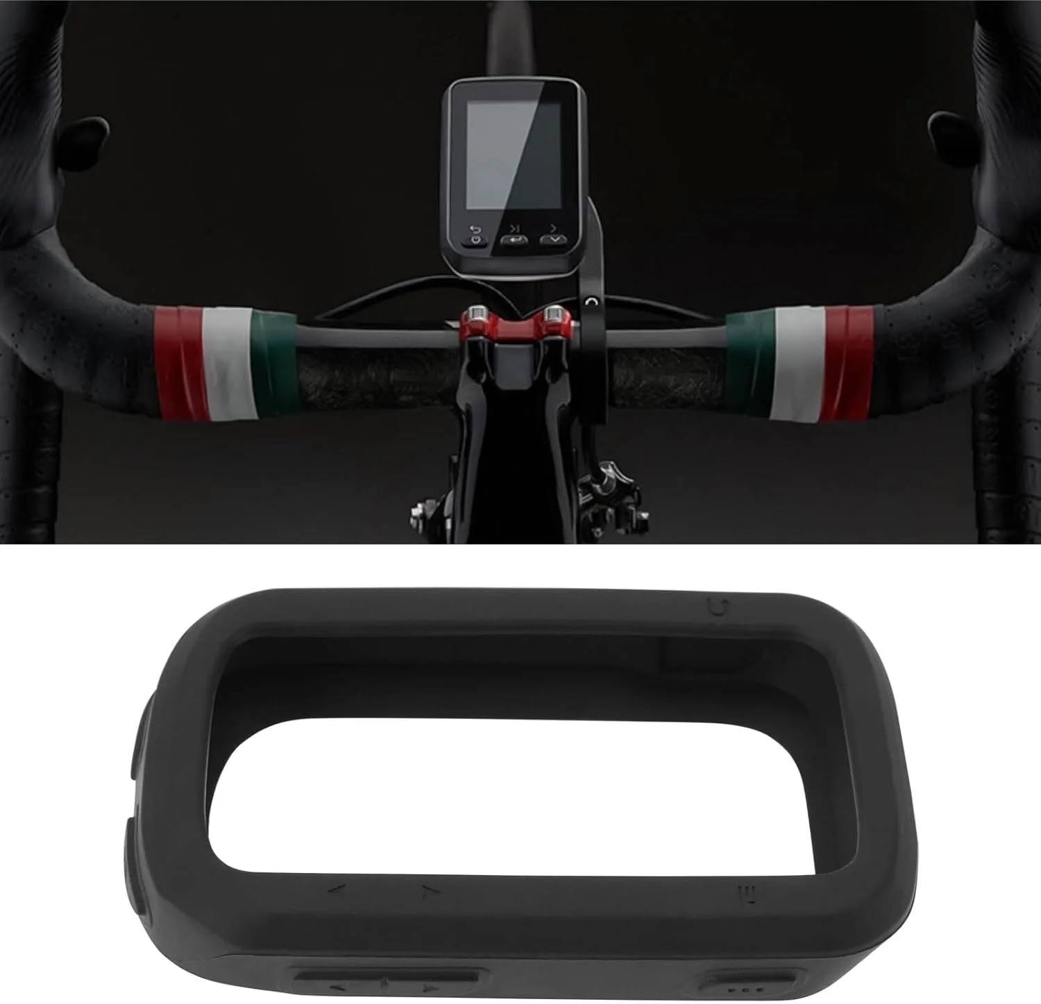 کاور محافظ سیلیکونی سازگار با IGPSPORT BSC200/300 برای قاب کامپیوتر دوچرخه، کاور محافظ سیلیکونی مشکی به همراه بند