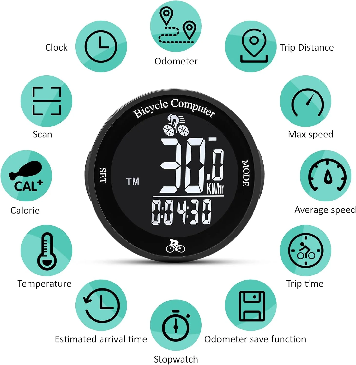 کامپیوتر دوچرخه، کیلومتر شمار دوچرخه ضد آب بی سیم با صفحه نمایش LCD چند منظوره برای دوچرخه کوهستان