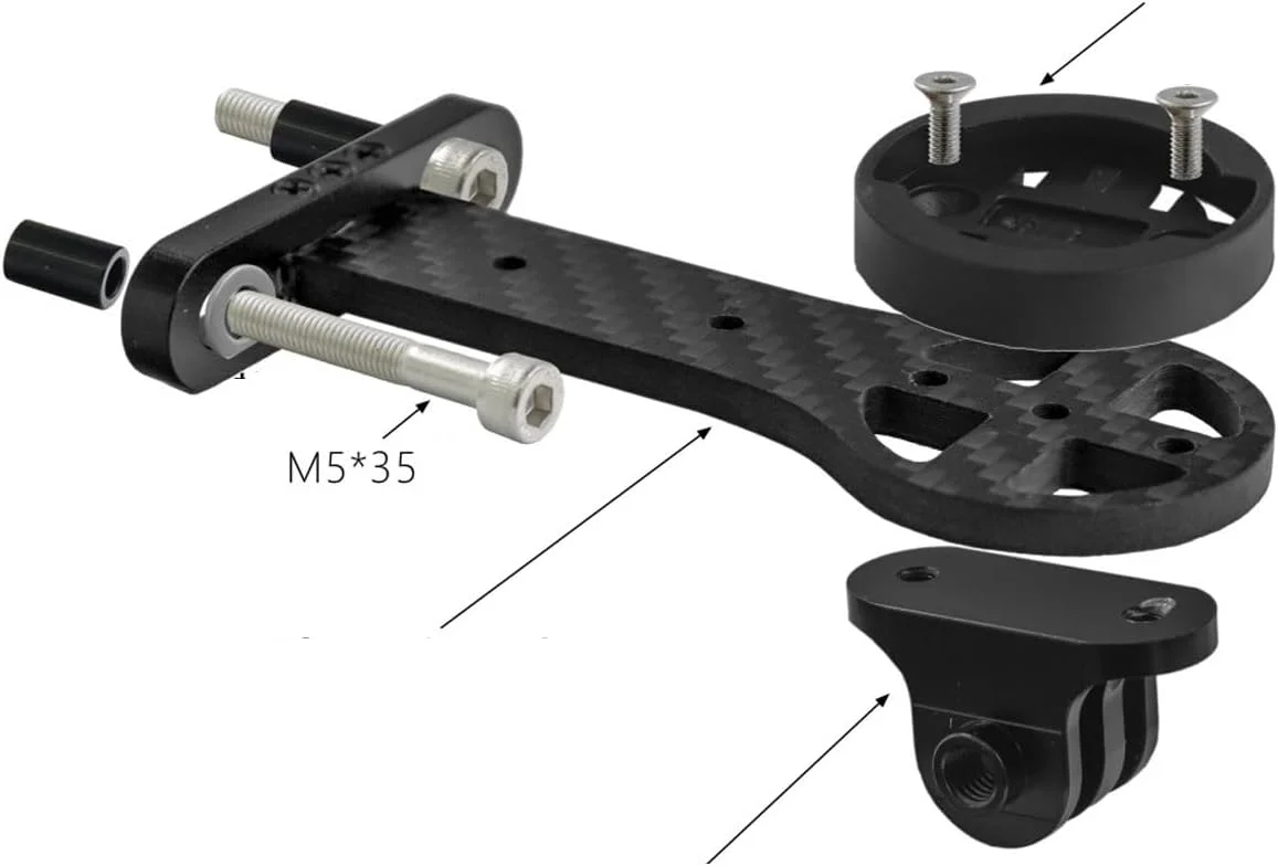 نگهدارنده کامپیوتر دوچرخه فیبر کربنی، نگهدارنده یکپارچه فرمان برای دوچرخه‌های جاده‌ای، سازگار با دوربین‌های GoPro و چراغ‌ها