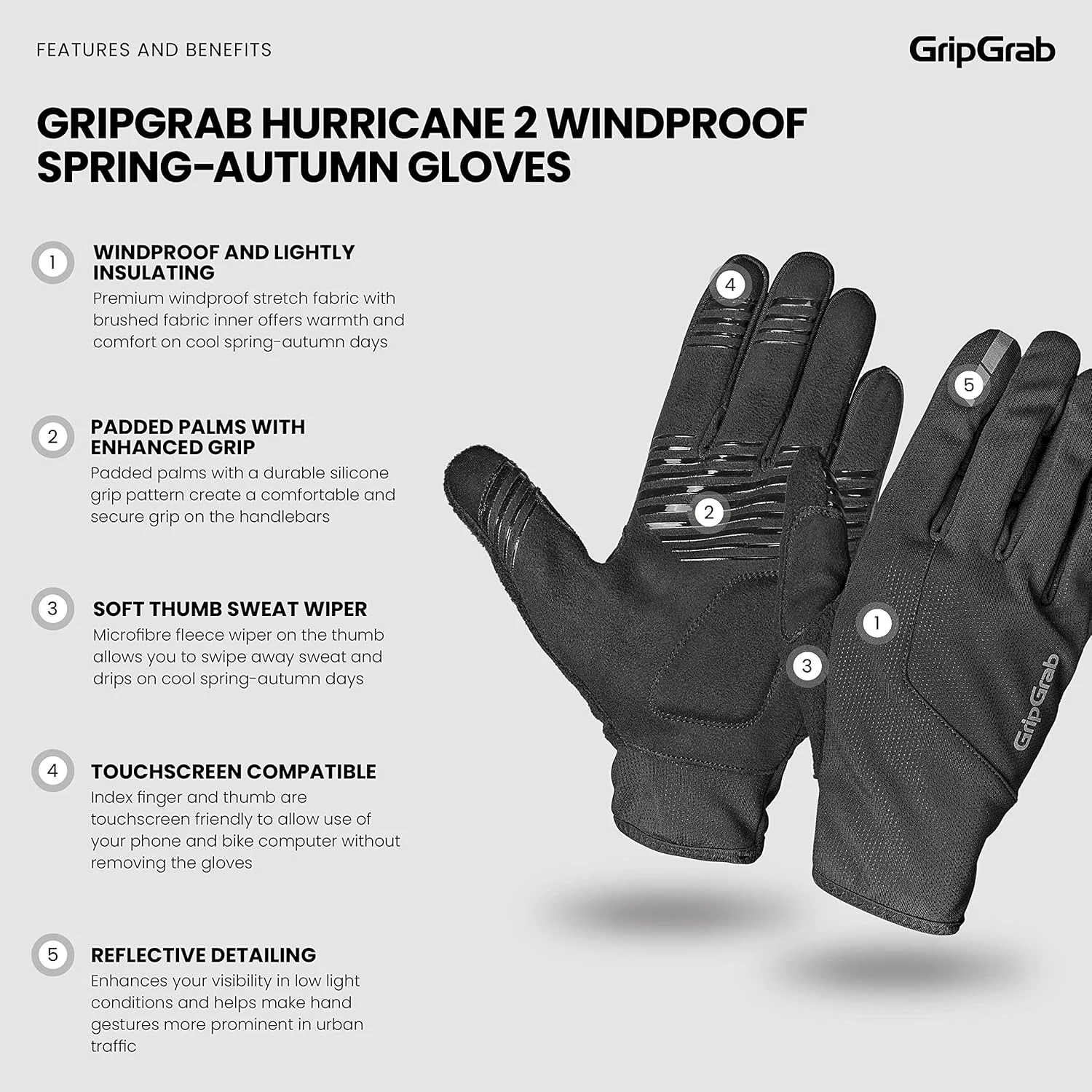 دستکش های بهاره و پاییزی ضد باد GripGrab Hurricane 2 دستکش های بهاره و پاییزی ضد باد GripGrab Hurricane 2