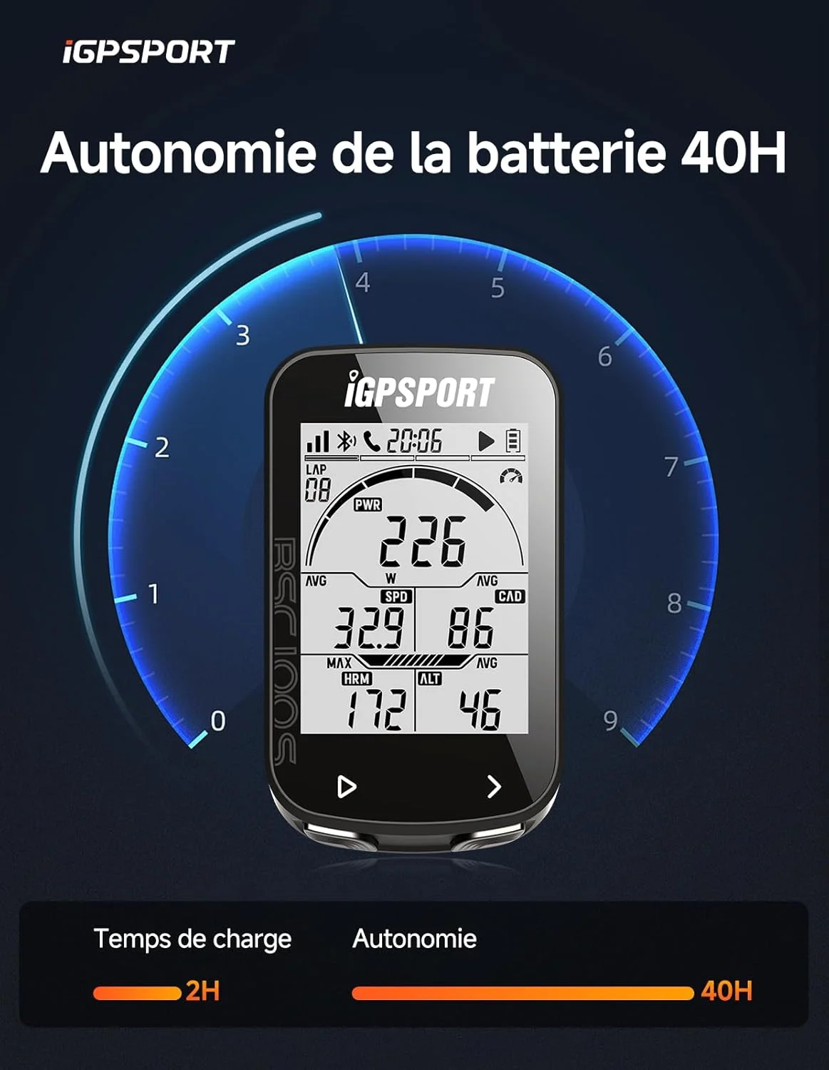 کامپیوتر دوچرخه سواری بی سیم iGPSPORT BSC100S، ضد آب IPX7 با صفحه نمایش 2.6 اینچی با نور پس زمینه خودکار، سنسورهای ANT+/BLE5.0 و 40 ساعت عمر باتری