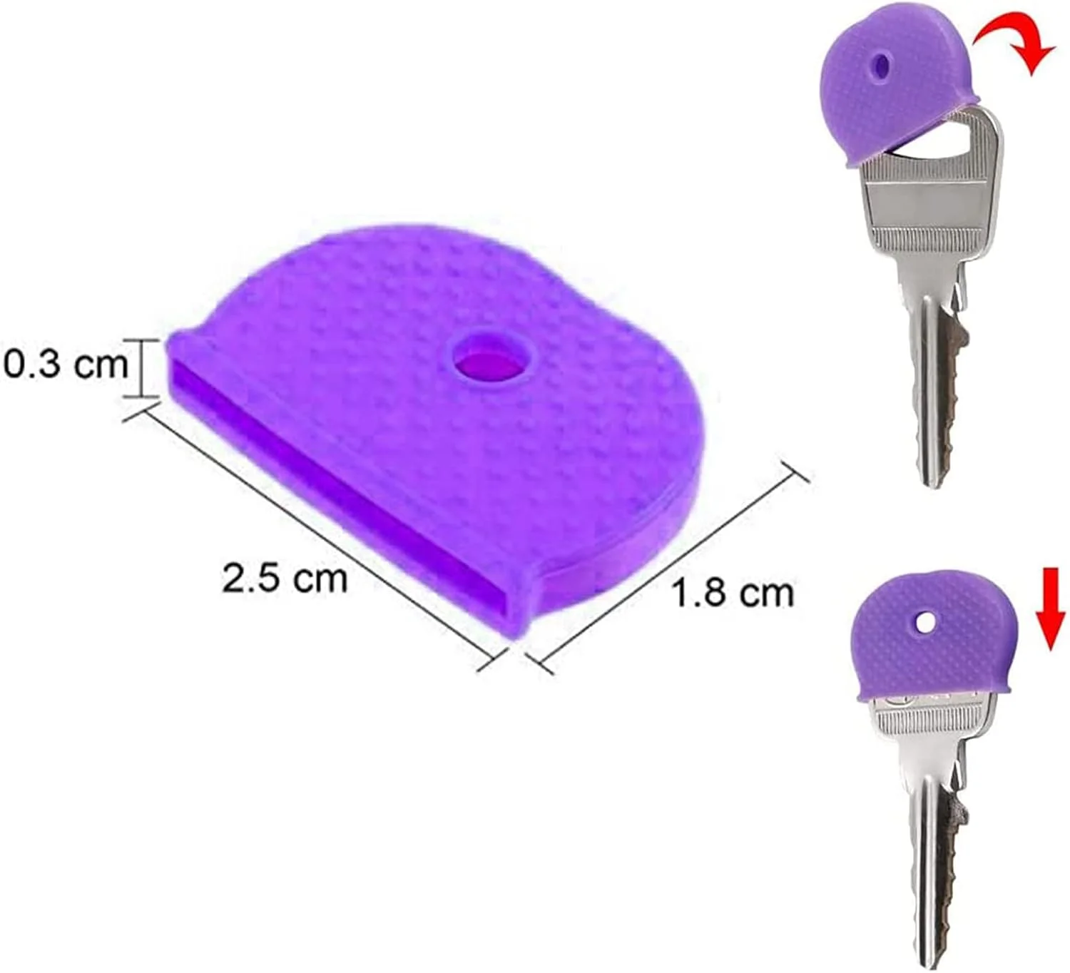 روکش کلید سیلیکونی Helweet، محافظ انعطاف پذیر کلید، 32 عدد روکش کلید رنگی، شناسایی آسان کلیدهای درب - 8 رنگ