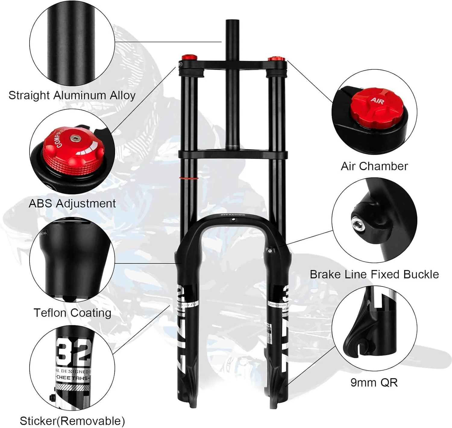 دوشاخ تعلیق بادی دوچرخه تایر پهن ZTZ سایز 20/26 اینچ - 180 میلی متر کورس، 135 میلی متر فاصله توپی، QR 9 میلی متر، دوشاخ کمک فنر تاج دوبل برای دوچرخه های MTB تایر پهن برفی ساحلی برقی دوشاخ تعلیق بادی دوچرخه تایر پهن ZTZ سایز 20/26 اینچ - 180 میلی متر کورس، 135 میلی متر فاصله توپی، QR 9 میلی متر، دوشاخ کمک فنر تاج دوبل برای دوچرخه های MTB تایر پهن برفی ساحلی برقی