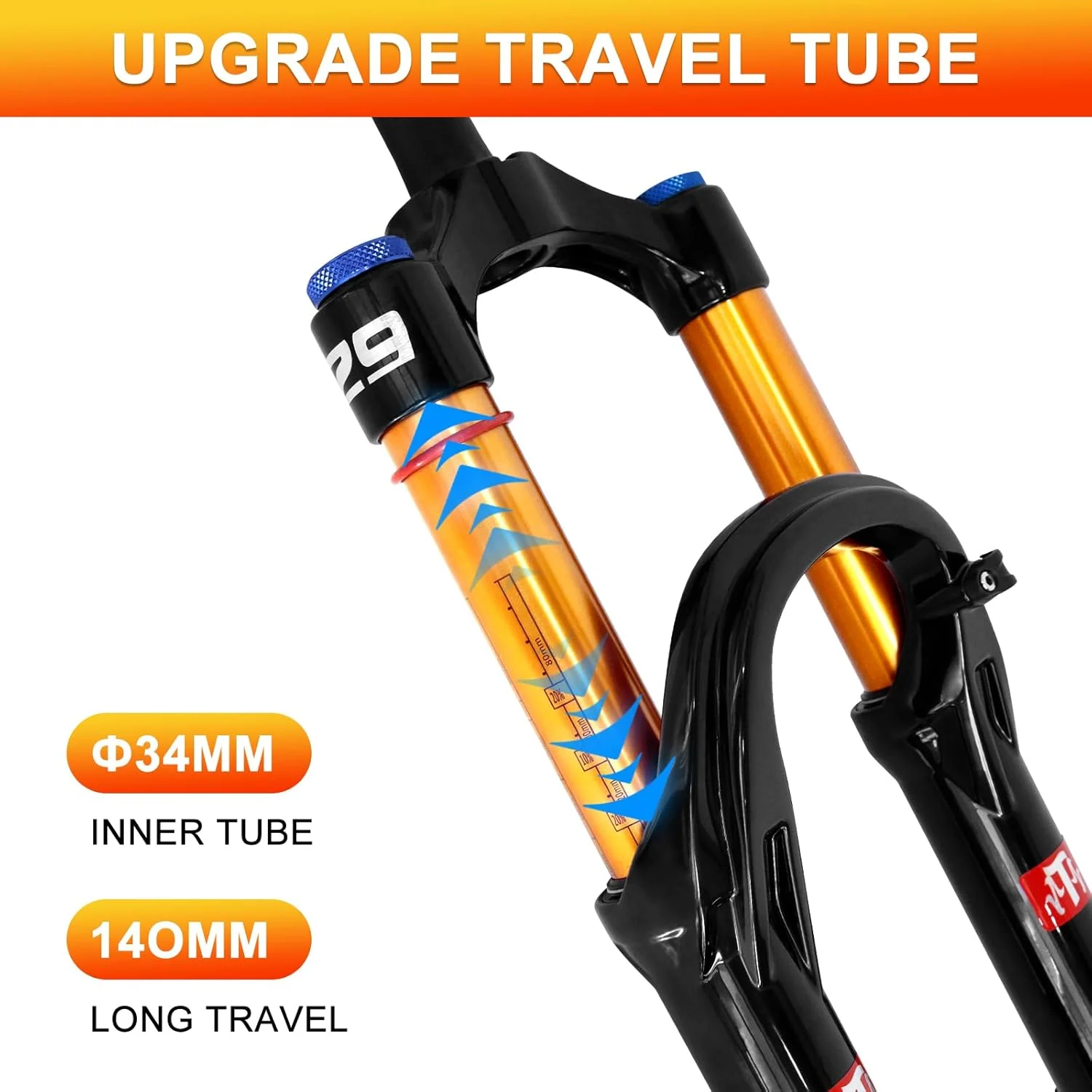 دوشاخ تعلیق بادی کوهستان ZTZ سایزهای 26/27.5/29 اینچ، میله های ارتقا یافته 34 میلی متری و 140 میلی متر دامنه حرکت، تنظیم برگشت، لوله فرمان مستقیم، QR 9x100 میلی متر، قفل دستی دوشاخ جلو برای دوچرخه کوهستان XC AM دوشاخ تعلیق بادی کوهستان ZTZ سایزهای 26/27.5/29 اینچ، میله های ارتقا یافته 34 میلی متری و 140 میلی متر دامنه حرکت، تنظیم برگشت، لوله فرمان مستقیم، QR 9x100 میلی متر، قفل دستی دوشاخ جلو برای دوچرخه کوهستان XC AM