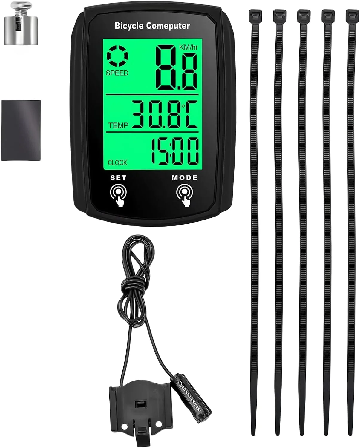 کامپیوتر دوچرخه، دارای 19 عملکرد، ضد آب IP54، سرعت سنج و مسافت سنج GPS، کامپیوتر دوچرخه سواری سیمی با صفحه لمسی دارای نور پس زمینه، کامپیوتر دوچرخه جهانی سازگار با تمام مدل های دوچرخه