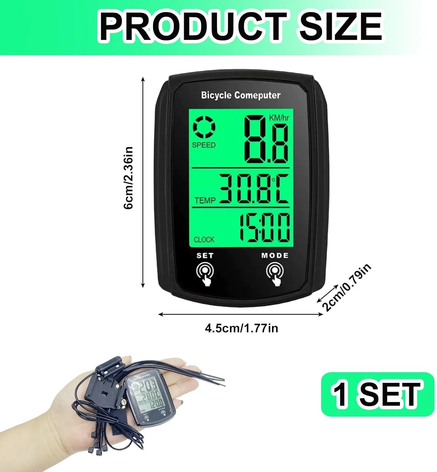 کامپیوتر دوچرخه، دارای 19 عملکرد، ضد آب IP54، سرعت سنج و مسافت سنج GPS، کامپیوتر دوچرخه سواری سیمی با صفحه لمسی دارای نور پس زمینه، کامپیوتر دوچرخه جهانی سازگار با تمام مدل های دوچرخه