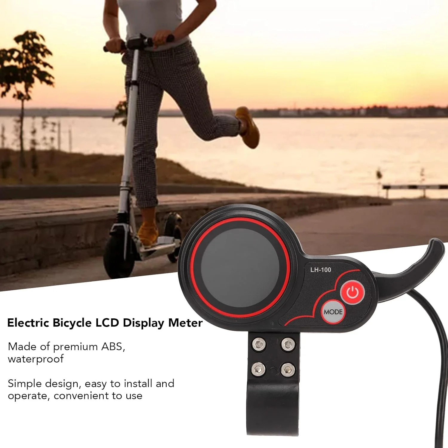 نمایشگر LCD برقی، پنل کنترل نمایشگر LCD ضد آب 24 ولت 36 ولت 48 ولت 60 ولت برای اسکوتر برقی، کیلومتر شمار کامپیوتر سرعت سنج دوچرخه برقی
