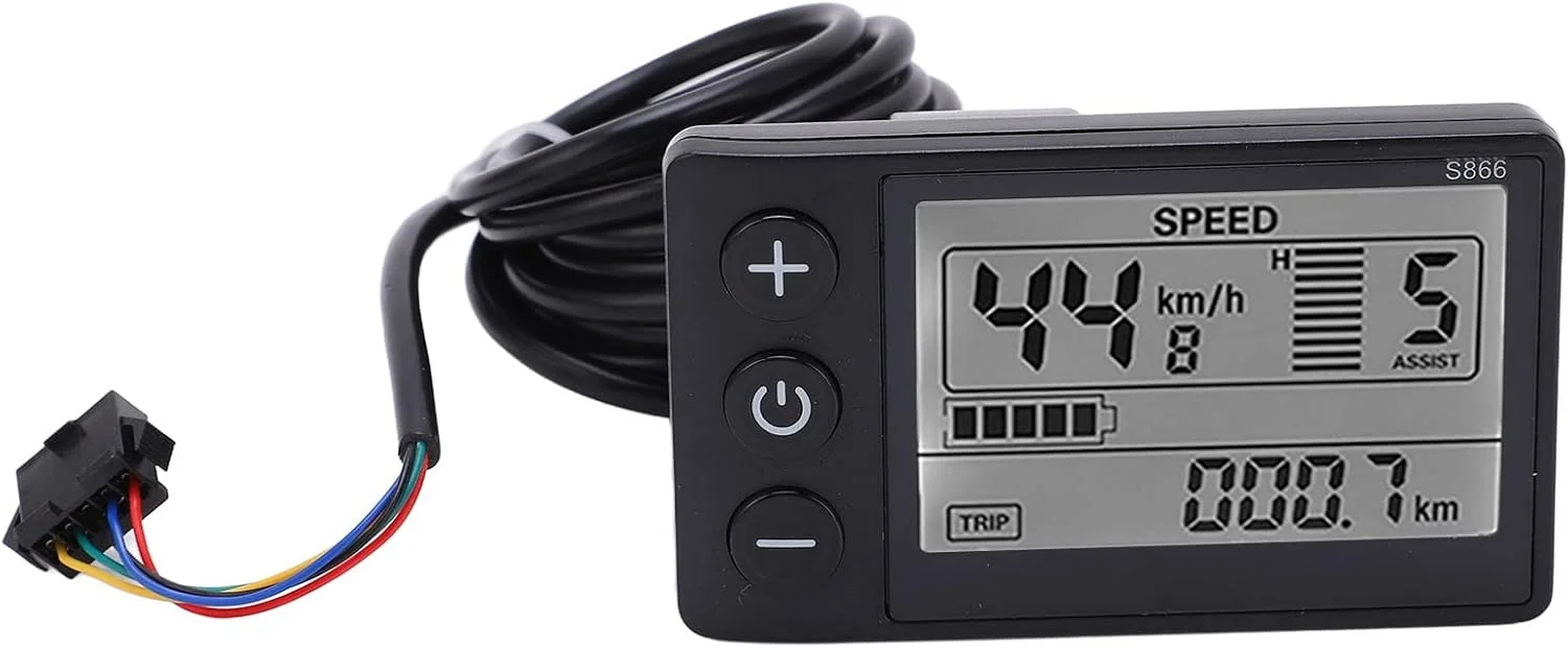 نمایشگر LCD دوچرخه برقی S866، نمایشگر LCD ضد آب با صفحه نمایش بزرگ و دکمه سریع و راحت با رابط SM، مناسب برای فرمان های 22.2 میلی متری