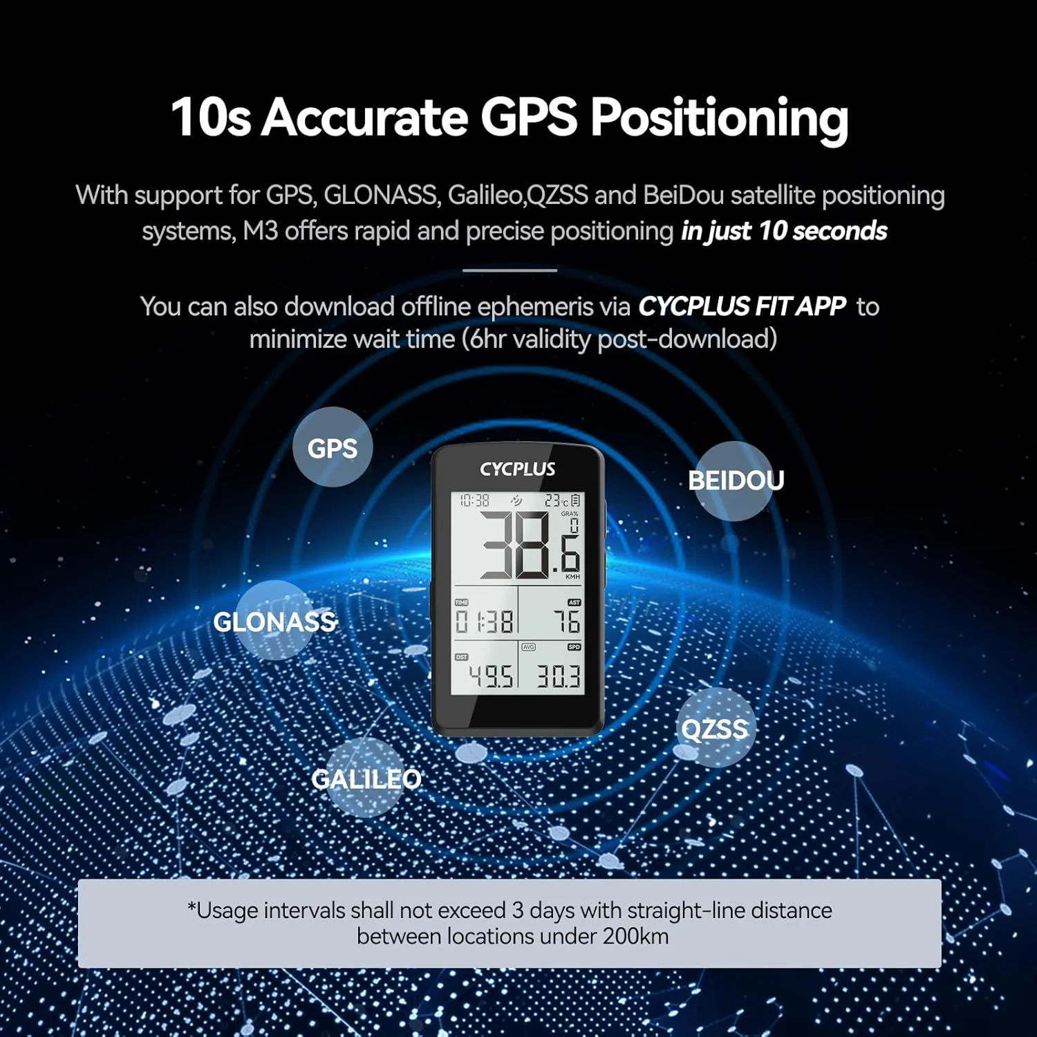کامپیوتر دوچرخه سواری بی سیم CYCPLUS GPS، کامپیوتر دوچرخه سواری GPS با بلوتوث و ANT+، صفحه نمایش LCD 2.8 اینچی، سرعت سنج دوچرخه با عمر باتری بیش از 100 ساعت با نور پس زمینه خودکار IP67 ضد آب