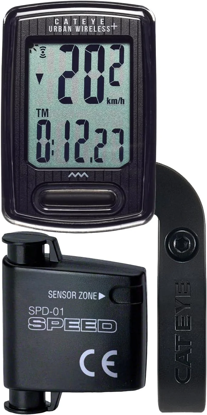 کامپیوتر دوچرخه سواری بی سیم CATEYE Urban Wireless+ – سرعت سنج بی سیم با نور پس زمینه، ردیابی کالری، پایه FlexTight™، شروع/توقف خودکار، عمر باتری 1 ساله، برای دوچرخه سواری جاده، کوهستان و شن