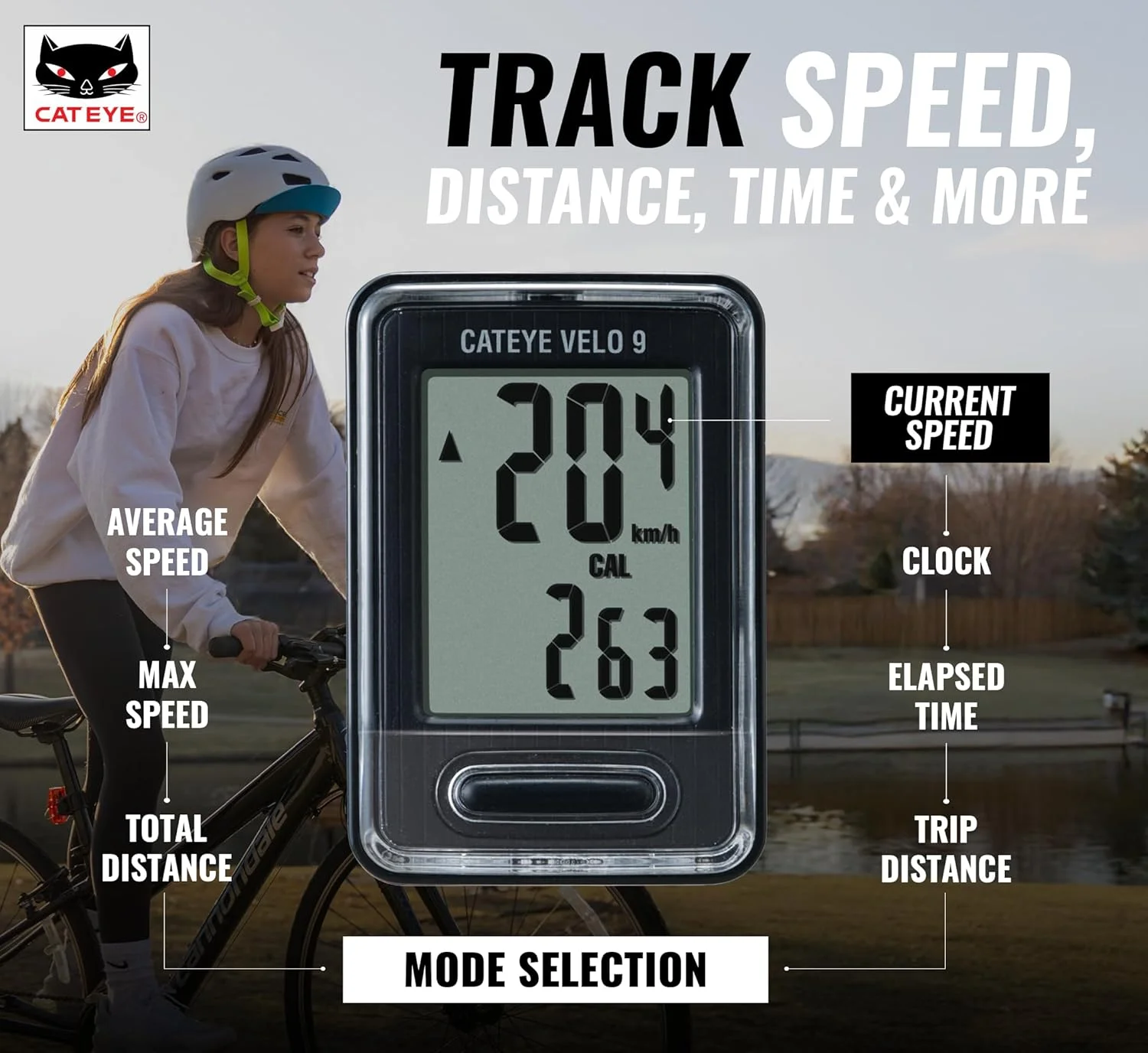 کامپیوتر دوچرخه سواری CatEye VELO9 CC-VL820 - مشکی