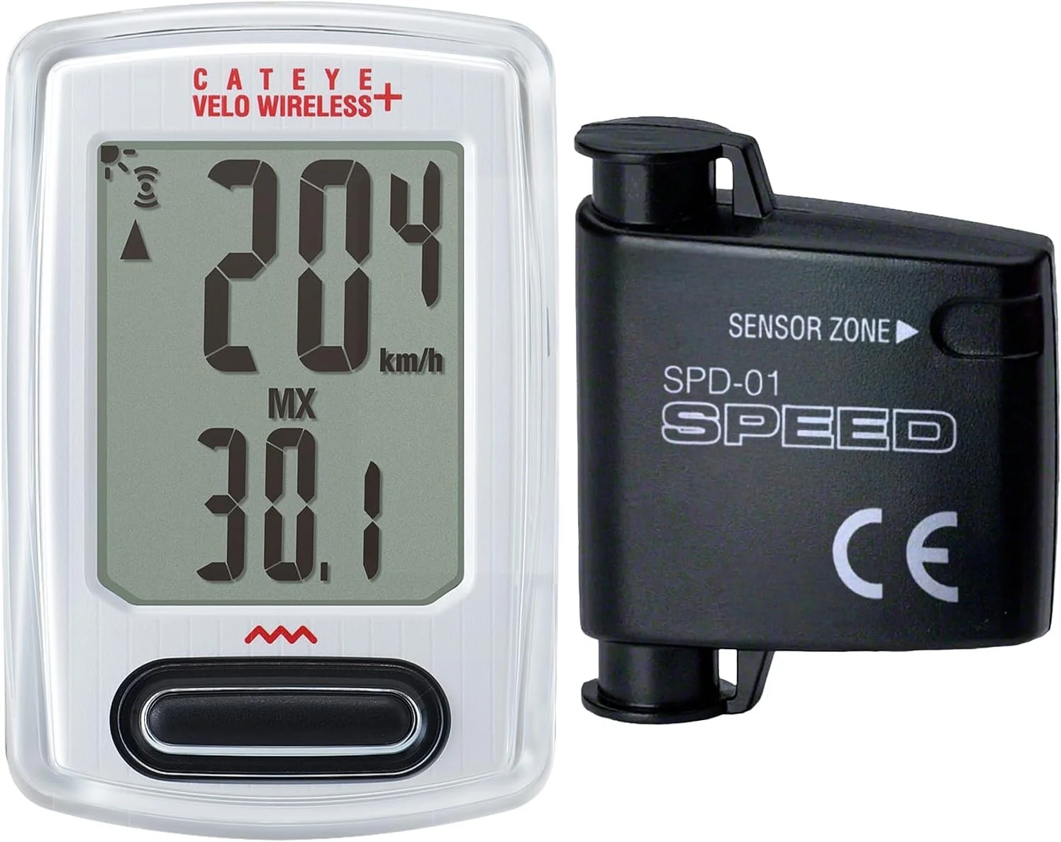 کامپیوتر دوچرخه سواری بی سیم CATEYE Velo+ – کامپیوتر دوچرخه سواری آنالوگ بی سیم، سرعت سنج و مسافت شمار، ردیابی کالری، پایه FlexTight™، شروع/توقف خودکار، مسافت شمار قابل برنامه ریزی، صفحه نمایش با نور پس زمینه