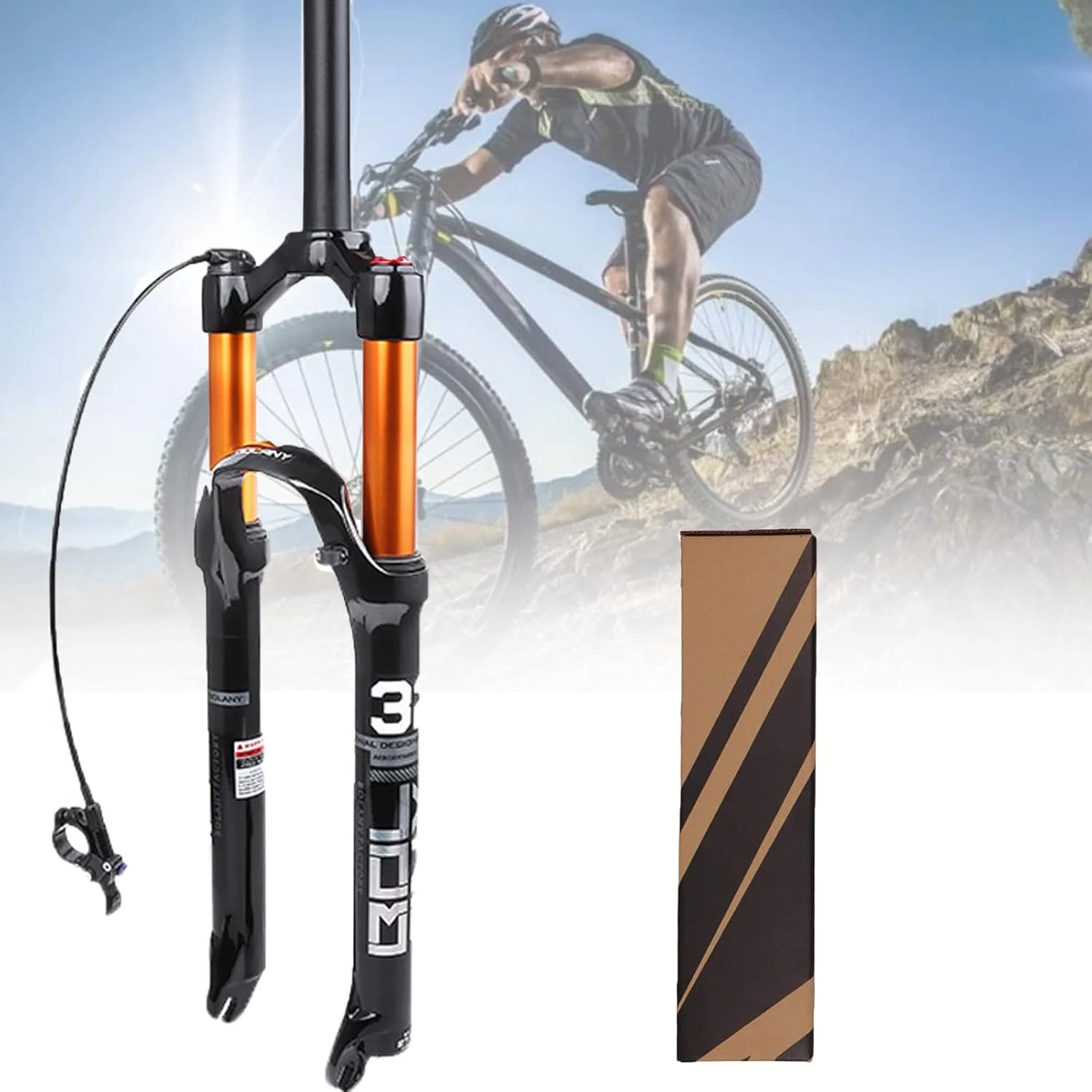 دوشاخ MTB با طول حرکت 120 میلی‌متر، دوشاخ دوچرخه کوهستان 1-1/8 اینچ صاف/مخروطی با تنظیم برگشت، محور 15mm×100mm، قفل دستی شوک‌های بادی، قفل از راه دور A-26 اینچ (قفل از راه دور B، 29 اینچ)