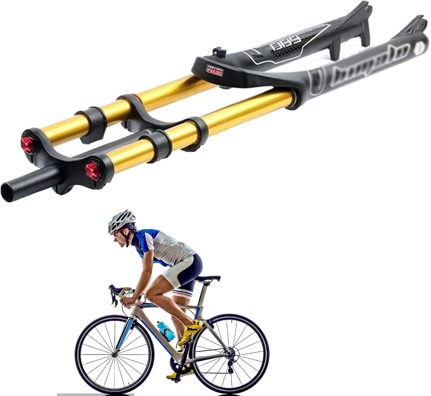 دوشاخ تعلیق MTB، دوشاخ دوچرخه کوهستانی XC قفل‌شونده گازی فوق سبک، مشکی - 27.5 اینچ (طلایی، 29 اینچ)