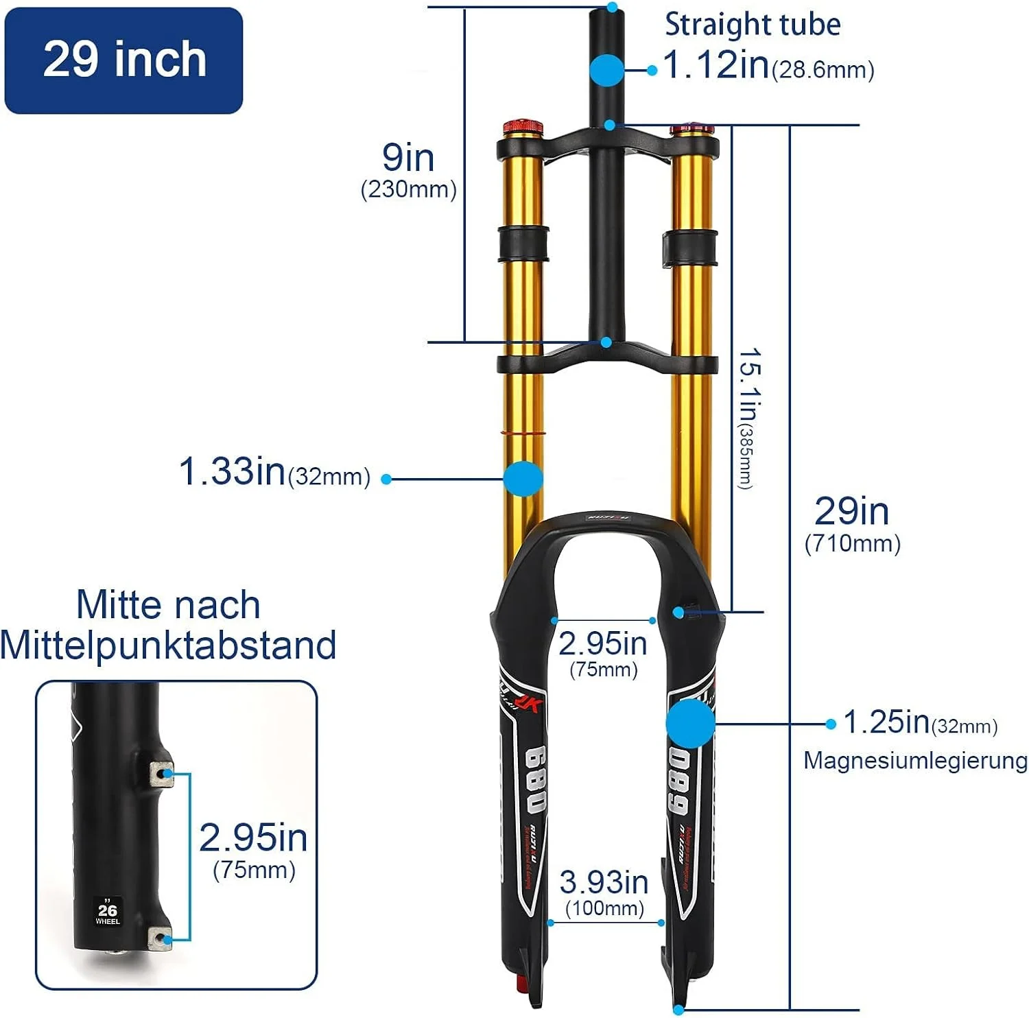 دوشاخ جلو دوچرخه کوهستان، دوشاخ MTB آلیاژ آلومینیوم کمک فنر فنری، دوشاخ تعلیق جلو فرمان 100 میلی متر قفل دستی، مشکی - 27.5 اینچ (مشکی، 29 اینچ) دوشاخ جلو دوچرخه کوهستان، دوشاخ MTB آلیاژ آلومینیوم کمک فنر فنری، دوشاخ تعلیق جلو فرمان 100 میلی متر قفل دستی، مشکی - 27.5 اینچ (مشکی، 29 اینچ)