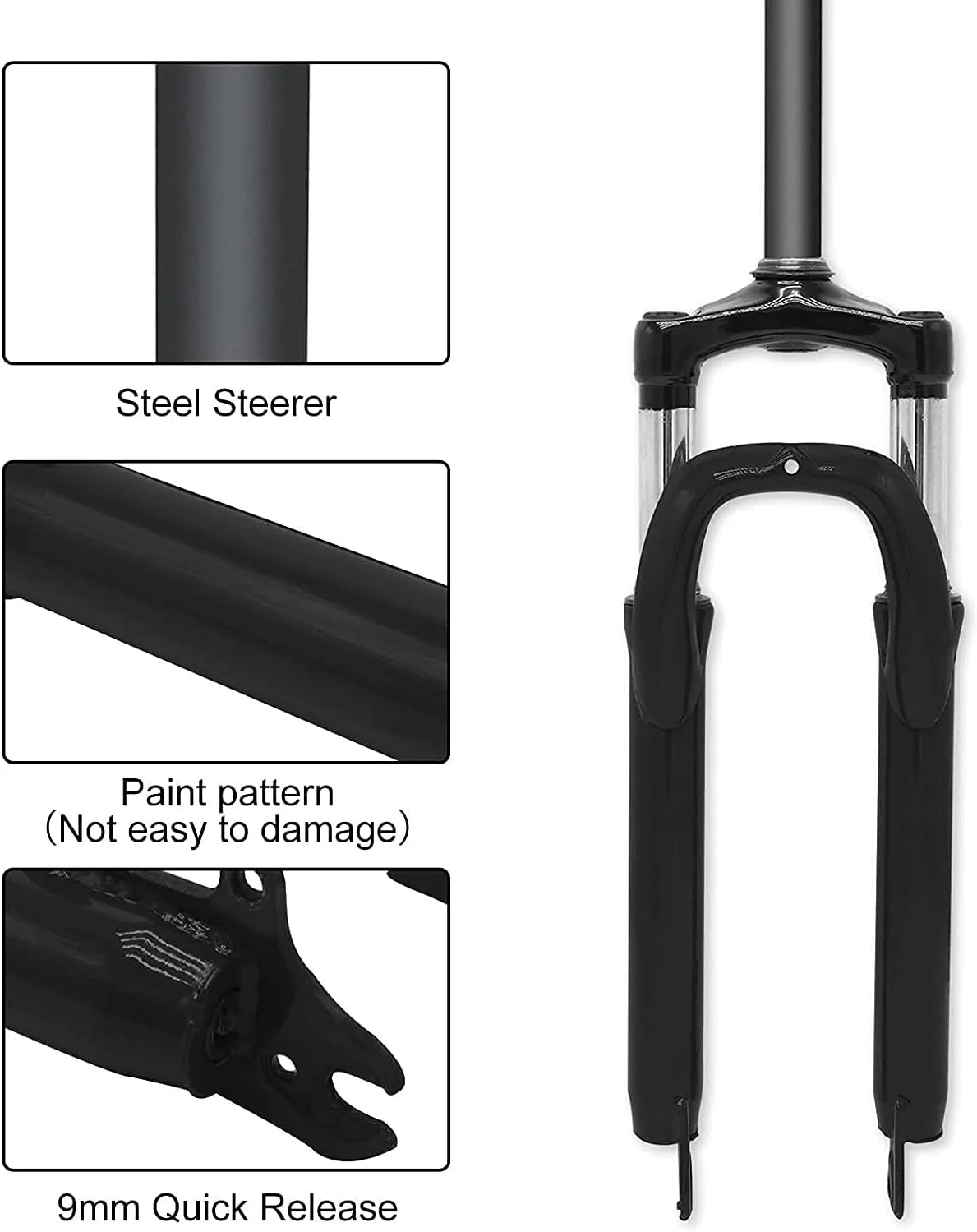 دوشاخ جلو دوچرخه 26 اینچی با فنربندی، حرکت 100 میلی متر، لوله صاف 28.6 میلی متر، ضامن دار QR 9 میلی متر، آلیاژ آلومینیوم مناسب کوهستان دوشاخ جلو دوچرخه 26 اینچی با فنربندی، حرکت 100 میلی متر، لوله صاف 28.6 میلی متر، ضامن دار QR 9 میلی متر، آلیاژ آلومینیوم مناسب کوهستان
