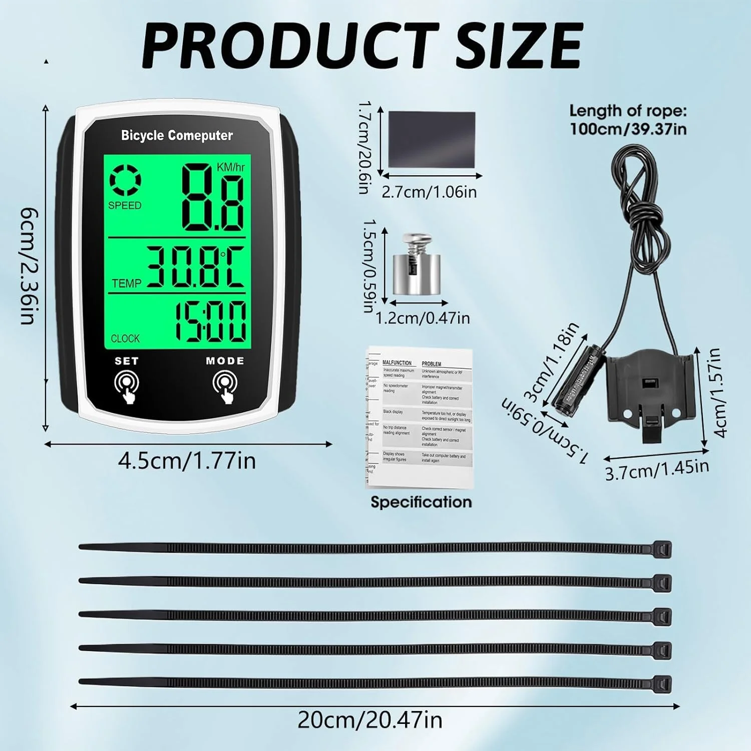 کامپیوتر دوچرخه سواری یونیورسال با 19 عملکرد، ضد آب IP54، کیلومتر شمار GPS دوچرخه با صفحه نمایش لمسی LCD دارای نور پس زمینه، شروع/توقف خودکار برای MTB و جاده کامپیوتر دوچرخه سواری یونیورسال با 19 عملکرد، ضد آب IP54، کیلومتر شمار GPS دوچرخه با صفحه نمایش لمسی LCD دارای نور پس زمینه، شروع/توقف خودکار برای MTB و جاده