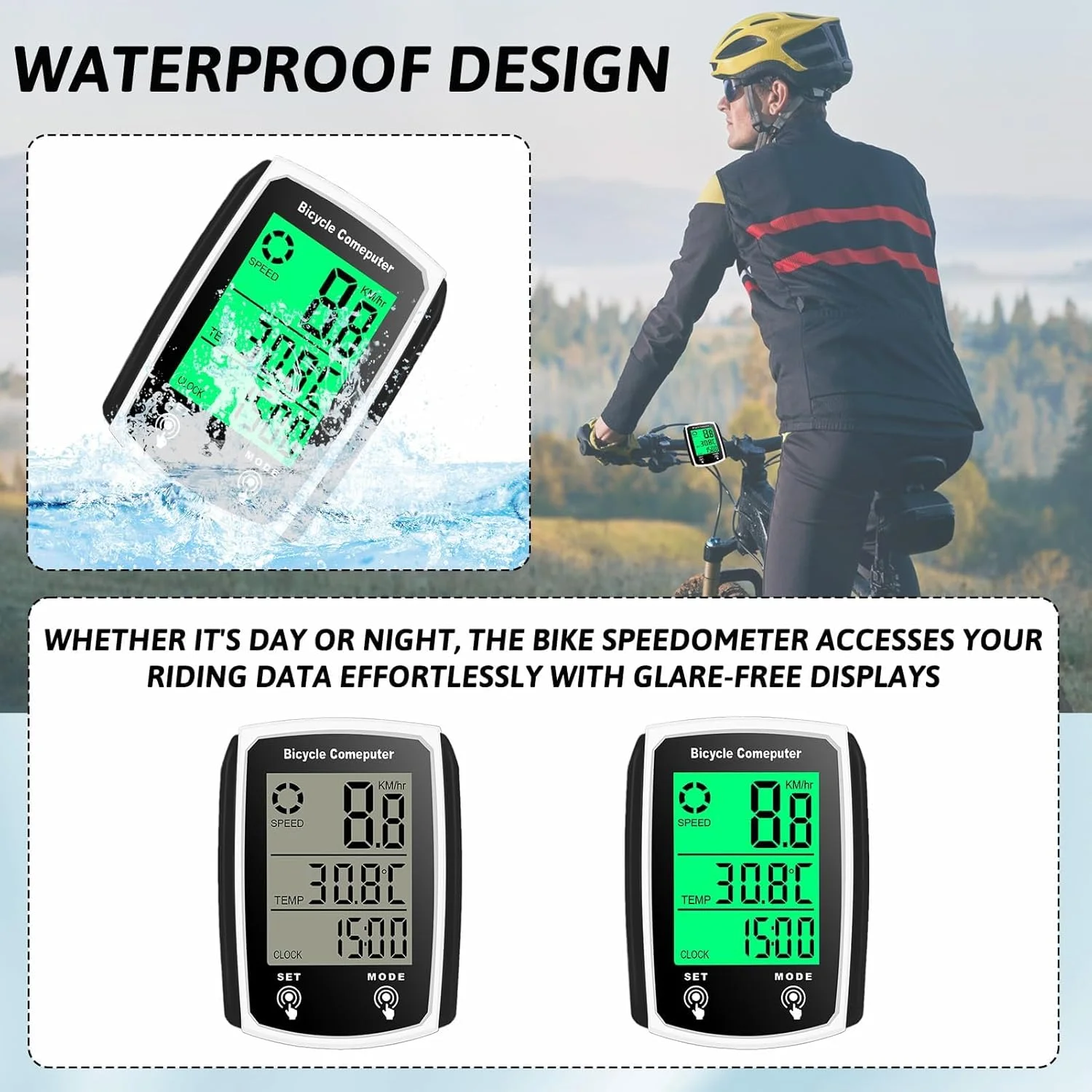 کامپیوتر دوچرخه سواری یونیورسال با 19 عملکرد، ضد آب IP54، کیلومتر شمار GPS دوچرخه با صفحه نمایش لمسی LCD دارای نور پس زمینه، شروع/توقف خودکار برای MTB و جاده کامپیوتر دوچرخه سواری یونیورسال با 19 عملکرد، ضد آب IP54، کیلومتر شمار GPS دوچرخه با صفحه نمایش لمسی LCD دارای نور پس زمینه، شروع/توقف خودکار برای MTB و جاده