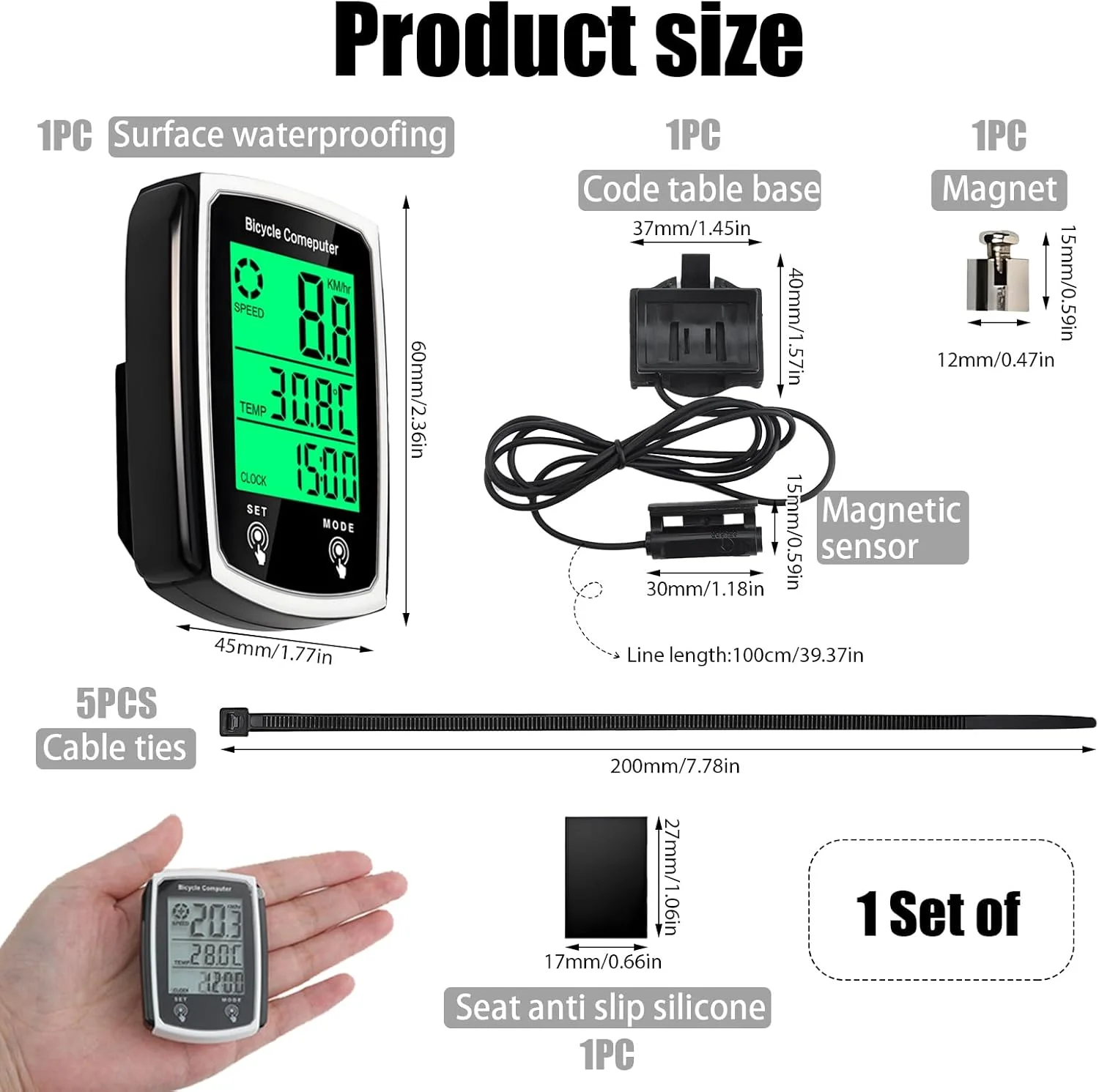 کامپیوتر دوچرخه یونیورسال، 19 عملکرد ضد آب IP54، کیلومتر شمار و سرعت سنج دوچرخه سیمی، صفحه لمسی با نور پس زمینه LCD، شروع/توقف خودکار برای لوازم جانبی دوچرخه سواری کامپیوتر دوچرخه یونیورسال، 19 عملکرد ضد آب IP54، کیلومتر شمار و سرعت سنج دوچرخه سیمی، صفحه لمسی با نور پس زمینه LCD، شروع/توقف خودکار برای لوازم جانبی دوچرخه سواری