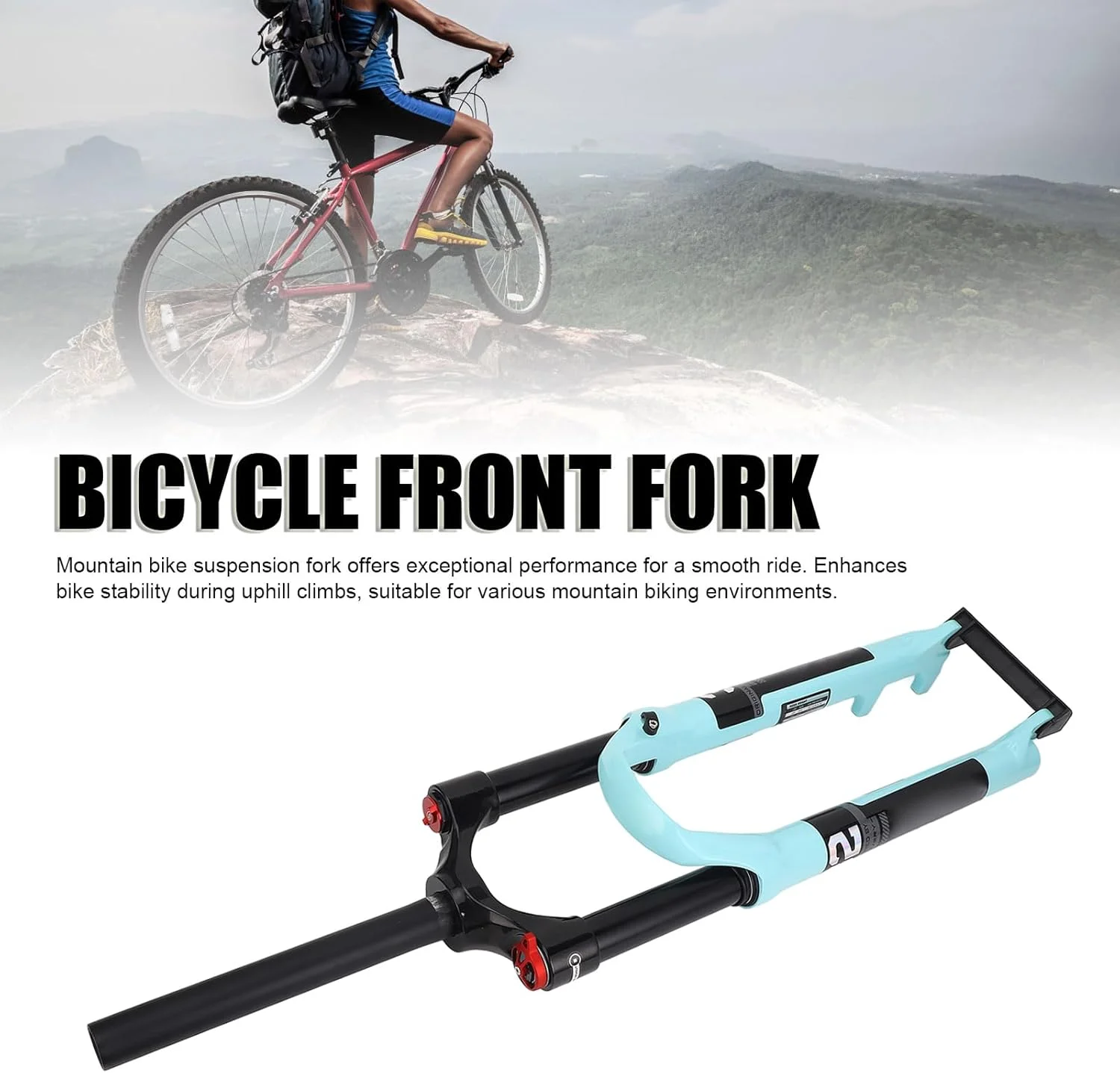 دوشاخ جلوی دوچرخه کوهستان Keenso سایز 27.5 اینچ، دوشاخ تعلیق بادی آلیاژی سبک وزن با قفل برای صعود و دوچرخه سواری طولانی