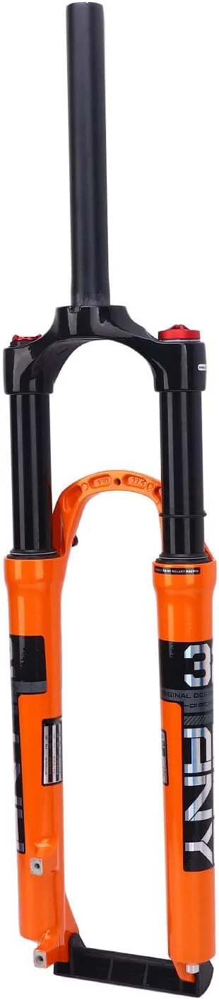 دوشاخ جلوی دوچرخه کوهستان 27.5 اینچی Keenso با سیستم تعلیق بادی قابل تنظیم و قفل‌شونده مناسب مسیرهای ناهموار، آلیاژ نارنجی