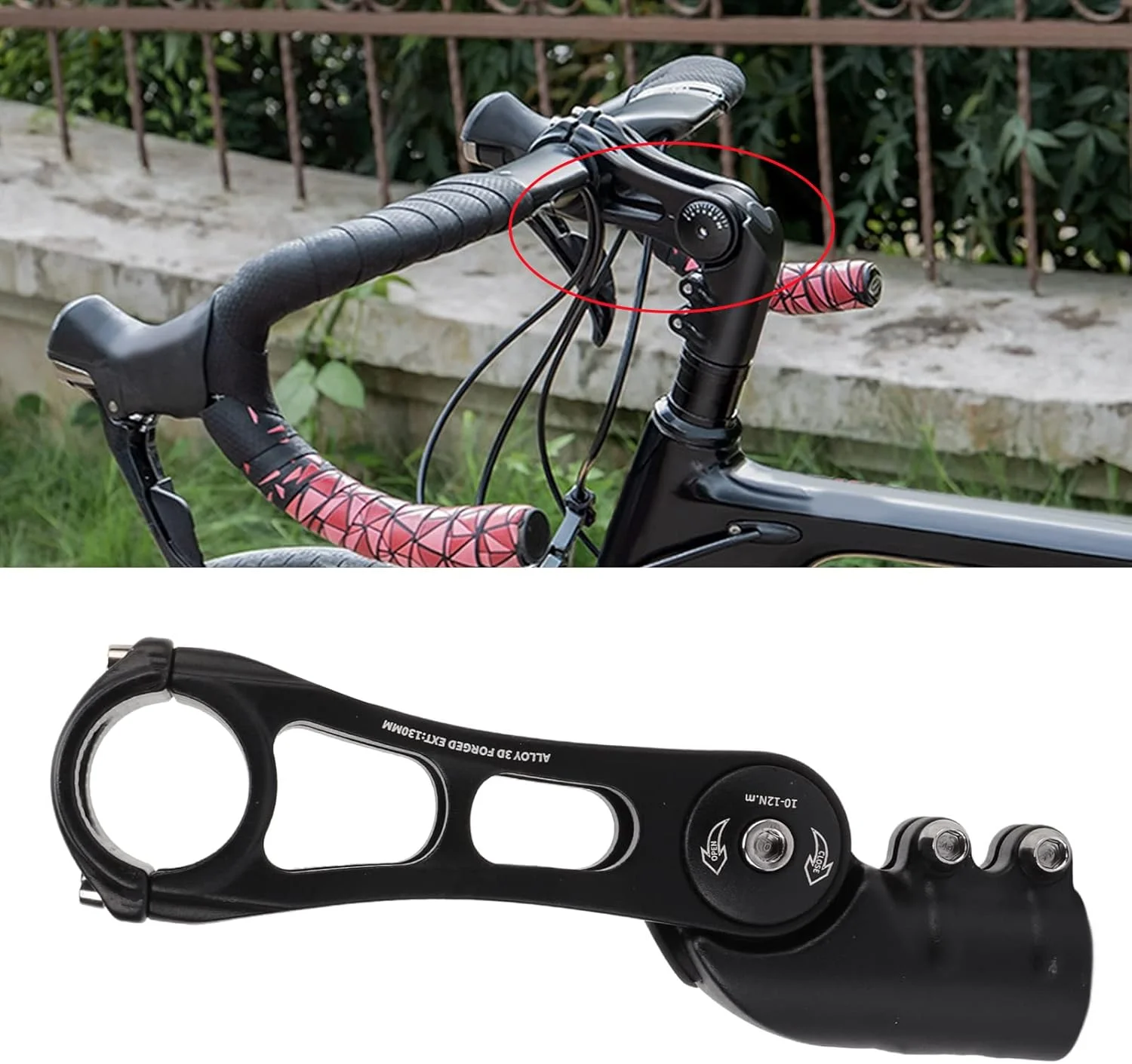 افزایش دهنده ارتفاع فرمان دوچرخه CHICIRIS آلیاژ آلومینیوم، قابلیت تنظیم ارتفاع، تنظیم مثبت 90 درجه و منفی 40 درجه، مناسب برای دوچرخه های کوهستانی