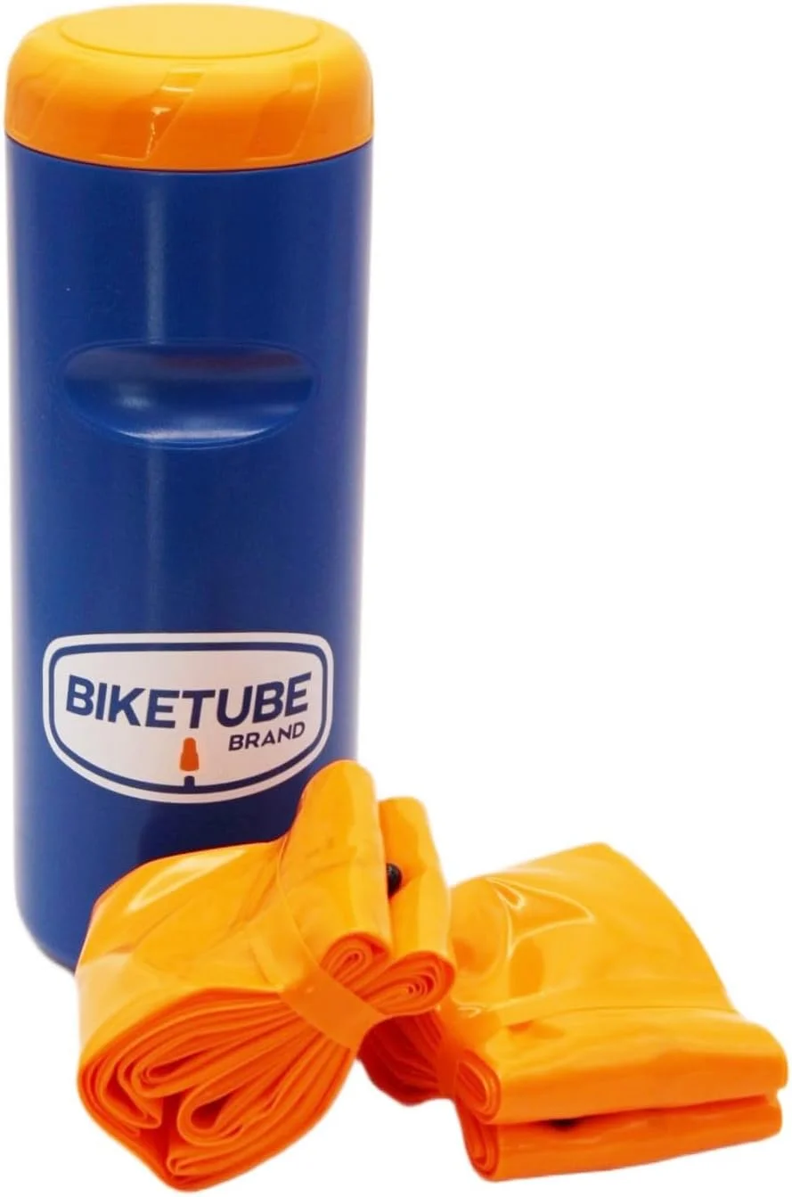 تیوپ دوچرخه TPU، سایزهای 700x18-30mm، 32-45mm و 29x1.9-2.5mm، والف پرستا، نارنجی با محفظه نگهداری، بسته 2 عددی با کیت پنچرگیری، طول والف 48mm یا 60mm